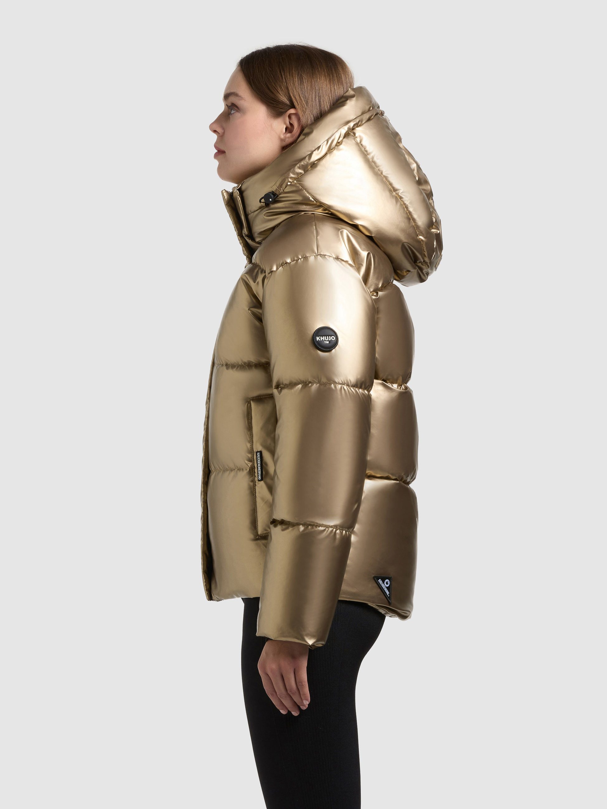 khujo Steppjacke DEVINA2 SHINY abnehmbare Kapuze, Windschutzblende mit Magnetverschluss