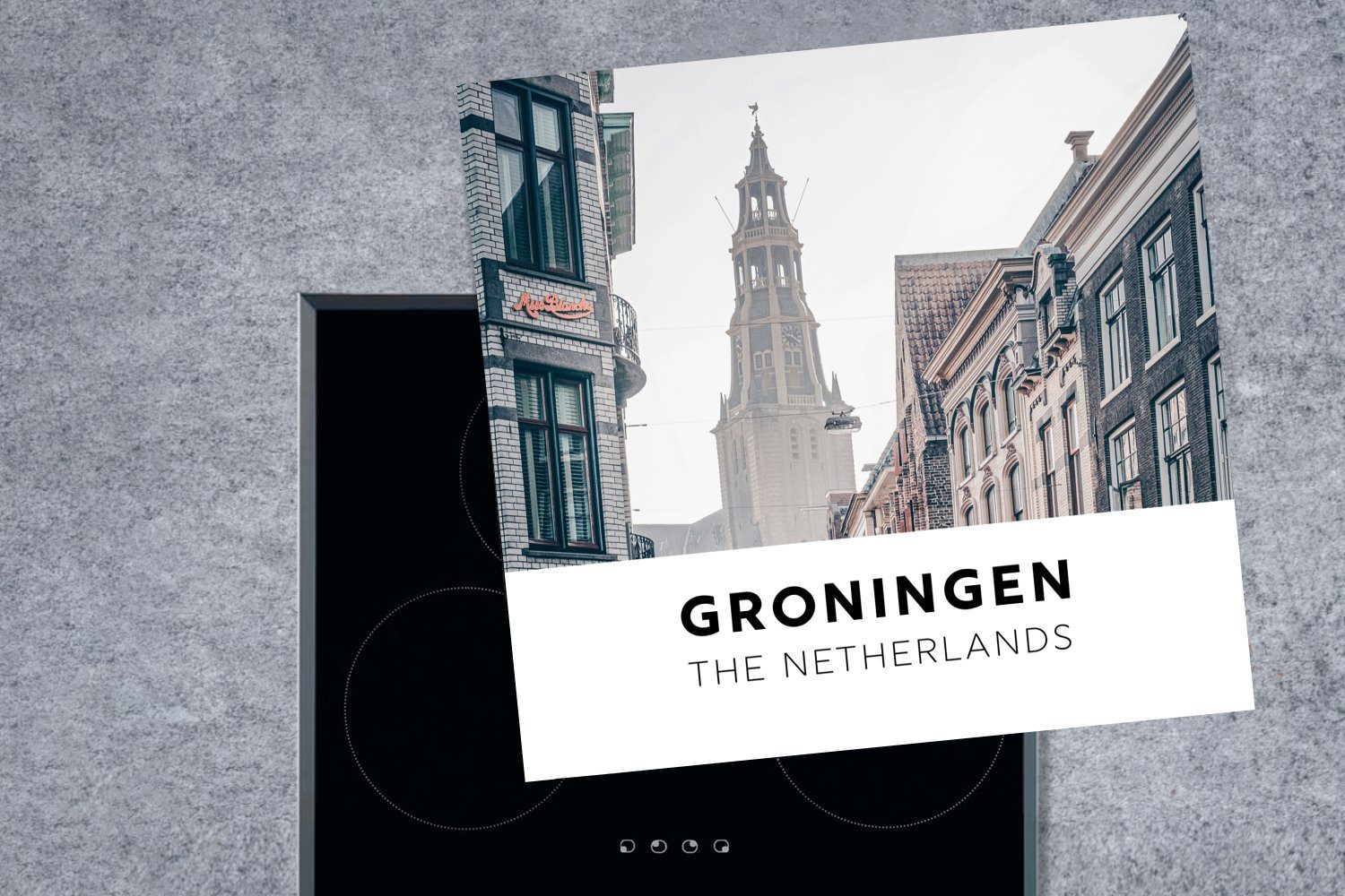 Toren, küche für Arbeitsplatte - - Niederlande Vinyl, Groningen Herdblende-/Abdeckplatte Ceranfeldabdeckung, tlg), cm, MuchoWow 78x78 (1