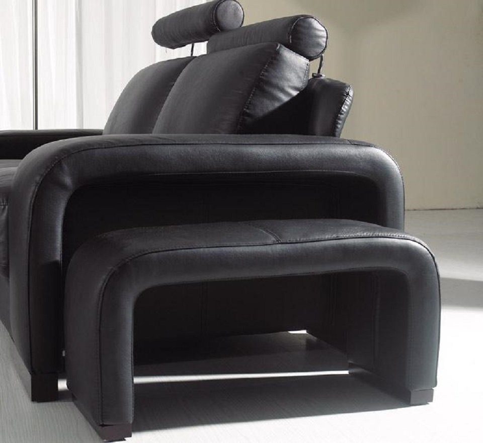 JVmoebel Sofa Zweisitzer 2 Sitzer Couch Made Sofa in Couchen Sofas Europe Schwarz mit Hocker, Polster