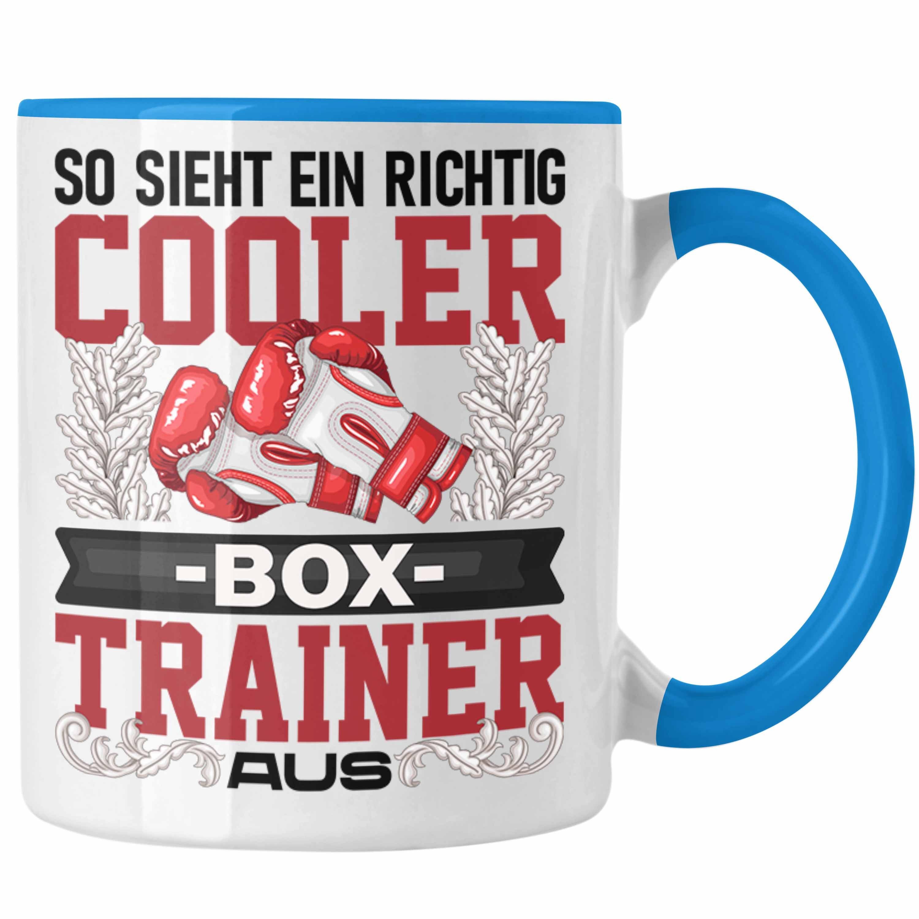 Trendation Tasse Box Trainer Tasse Geschenkidee Boxtrainer Blau Trainer Coach Geschenk
