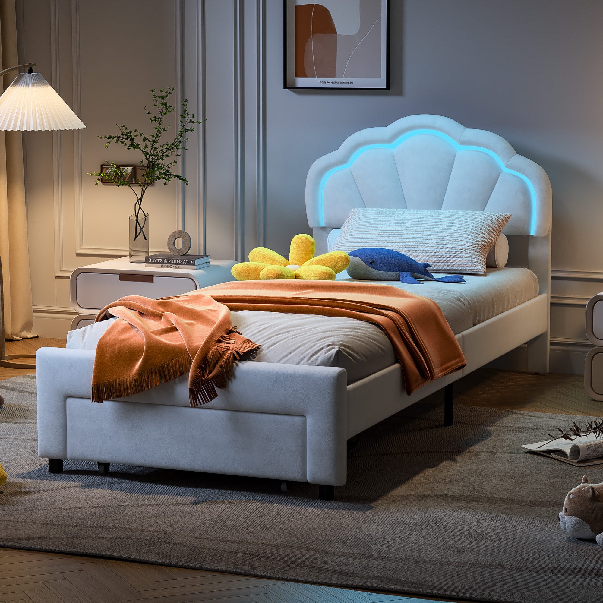 Furnishings Home Polsterbett Stauraumbett Doppelbett Kinderbett, Wolkenkopf günstig online kaufen