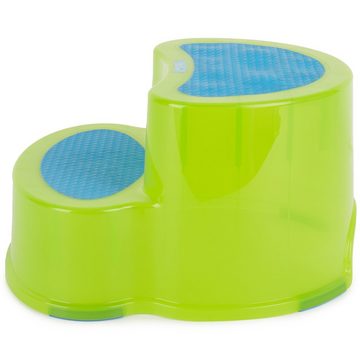 BIECO Hocker Bieco Tritthocker Kinder Grün Zweistufiger Hocker Kinder Bad Tritt Kindertreppe Badezimmer Zweistufig Step Stool für Waschtisch und Kinderwaschbecken Kindertritt Toilettenhocker