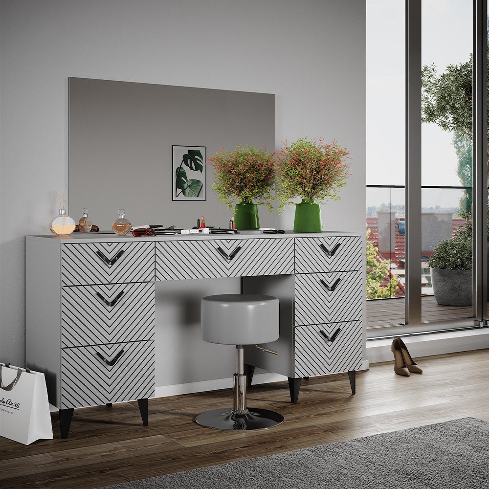 Vicco Schminktisch Anett, Grau, 150 cm günstig online kaufen