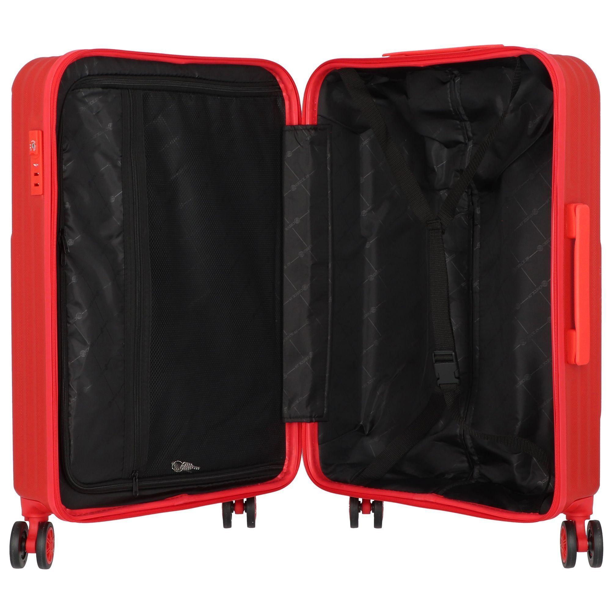CHECK.IN® Trolleyset Liverpool, 4 3 Rollen, tlg), rot (3-teilig, ABS
