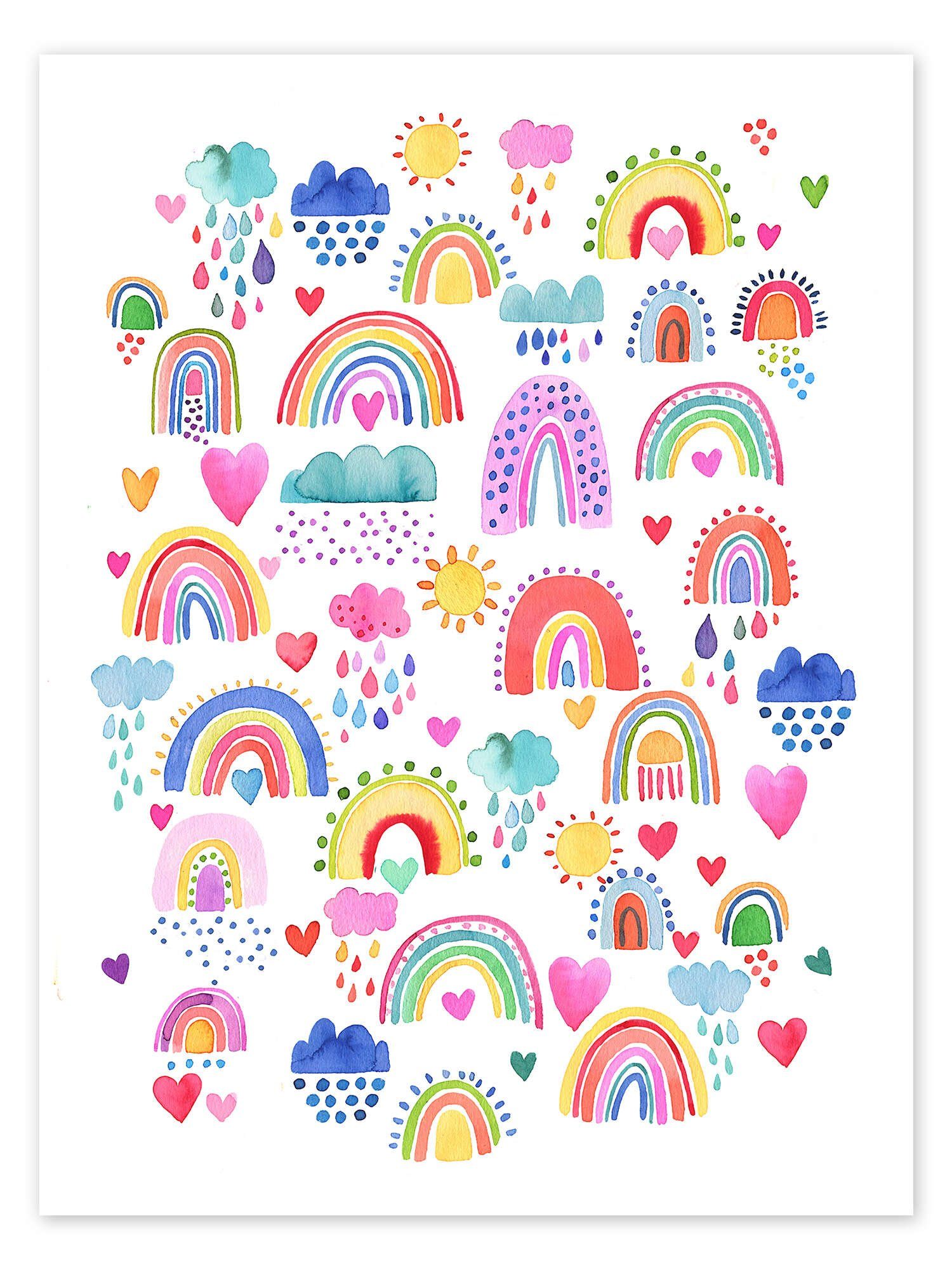 Posterlounge Wandbild Schöne glückliche Regenbogen-Sonne, Ninola Design, erhältlich als Poster, Leinwandbild, Wandsticker oder Acrylglasbild