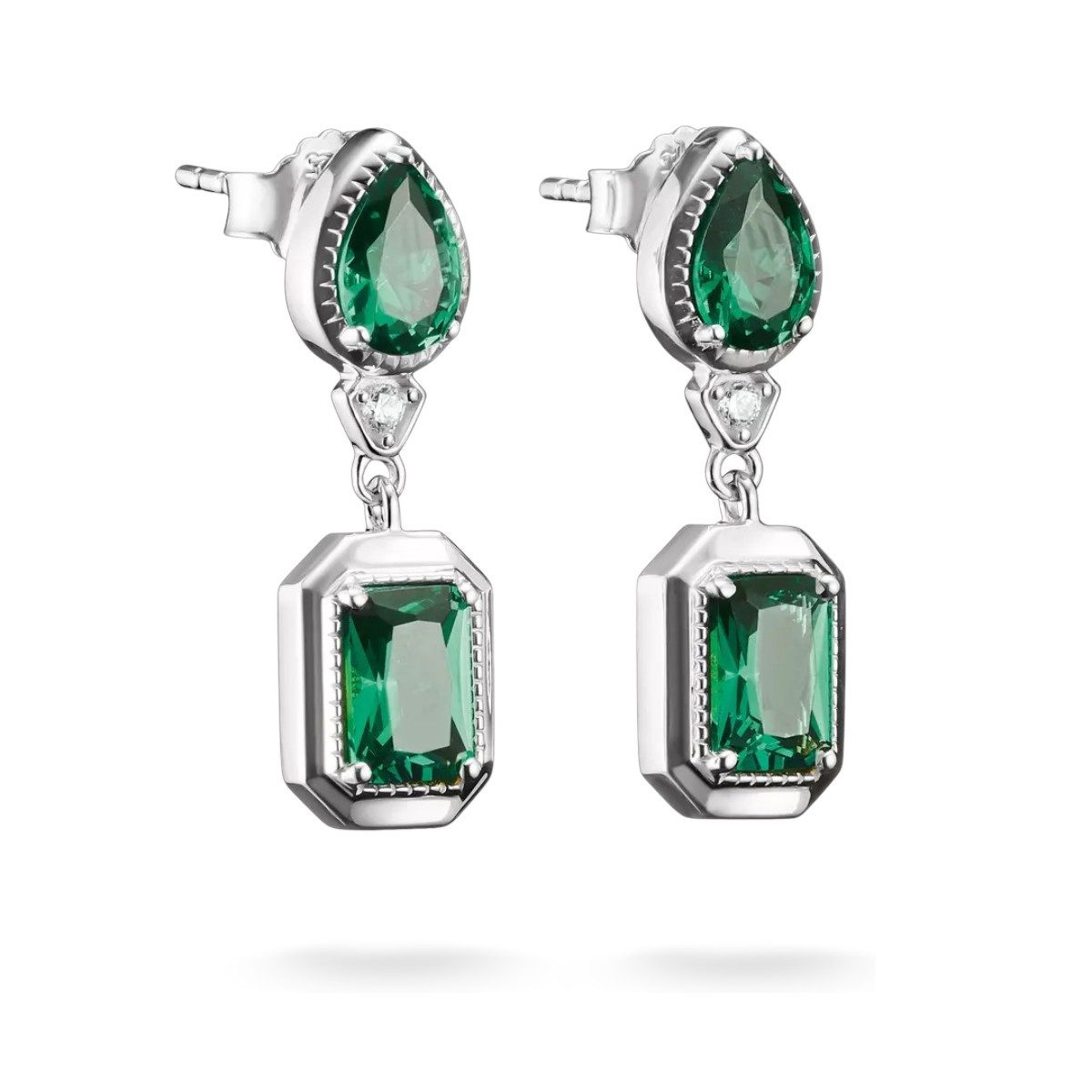 THOMAS SABO Paar Ohrstecker Ohrstecker Oktagon Smaragdgrün Elyndra Silber H2334-166-6
