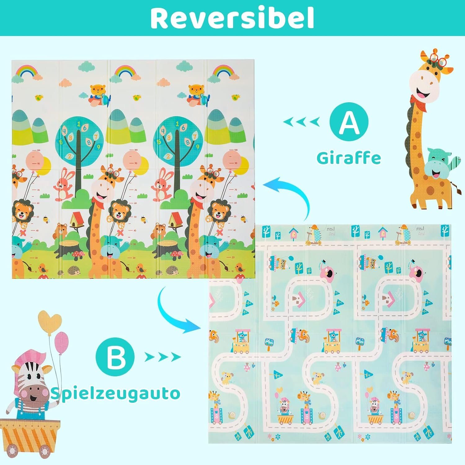 TLGREEN Spielmatte Krabbelmatte Baby, Kinder Spielteppich Faltbarer