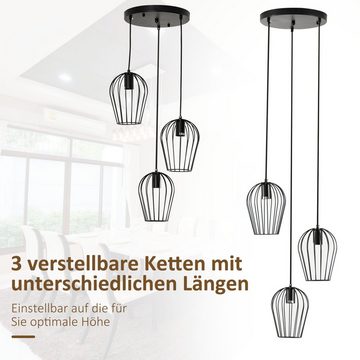 HOMCOM Pendelleuchte, Ein-,Ausschalter, ohne Leuchtmittel, Hängeleuchte moderne geometrische Hängelampen Kronleuchter Schwarz