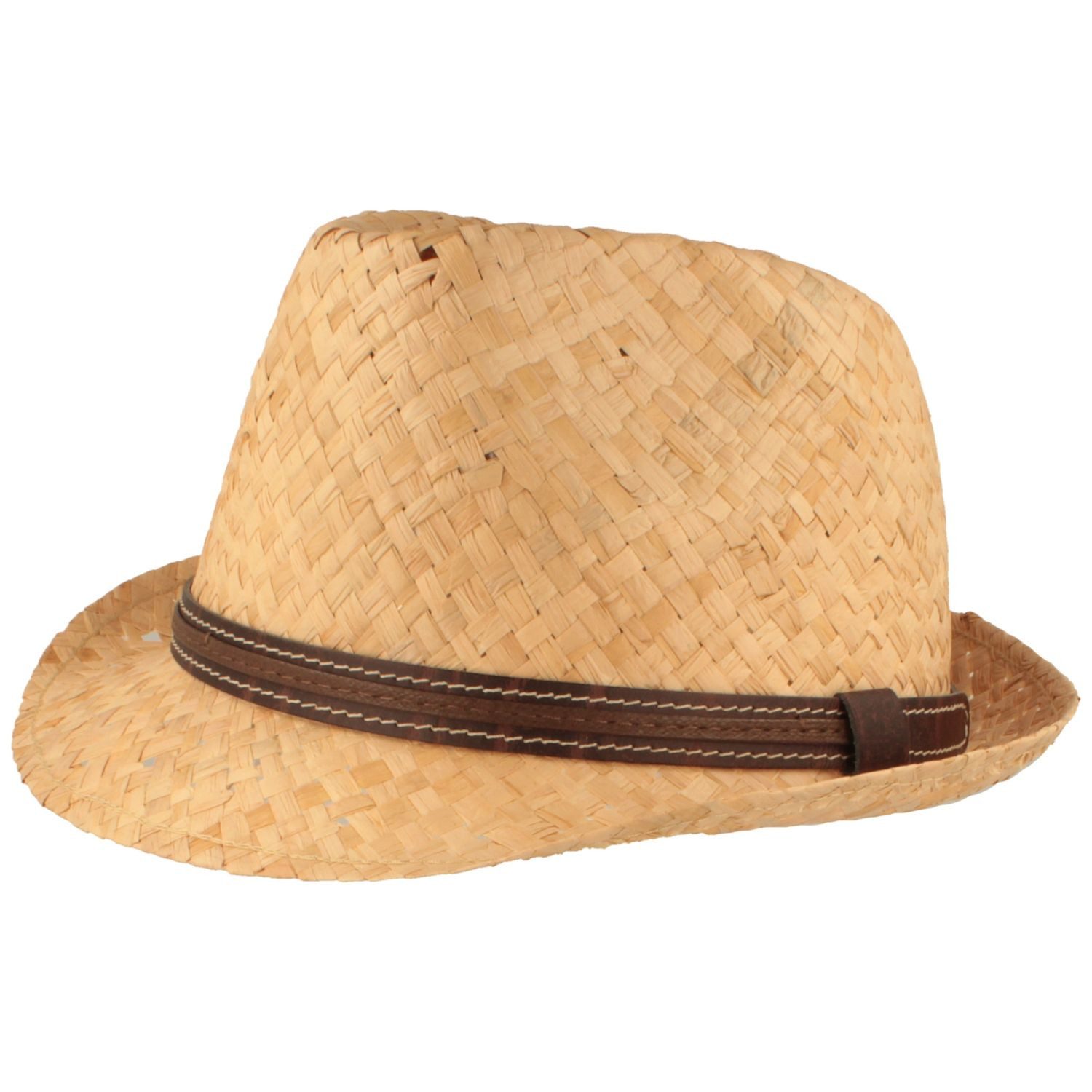 Breiter Strohhut Kinder Bast Trilby mit Kunstlederband