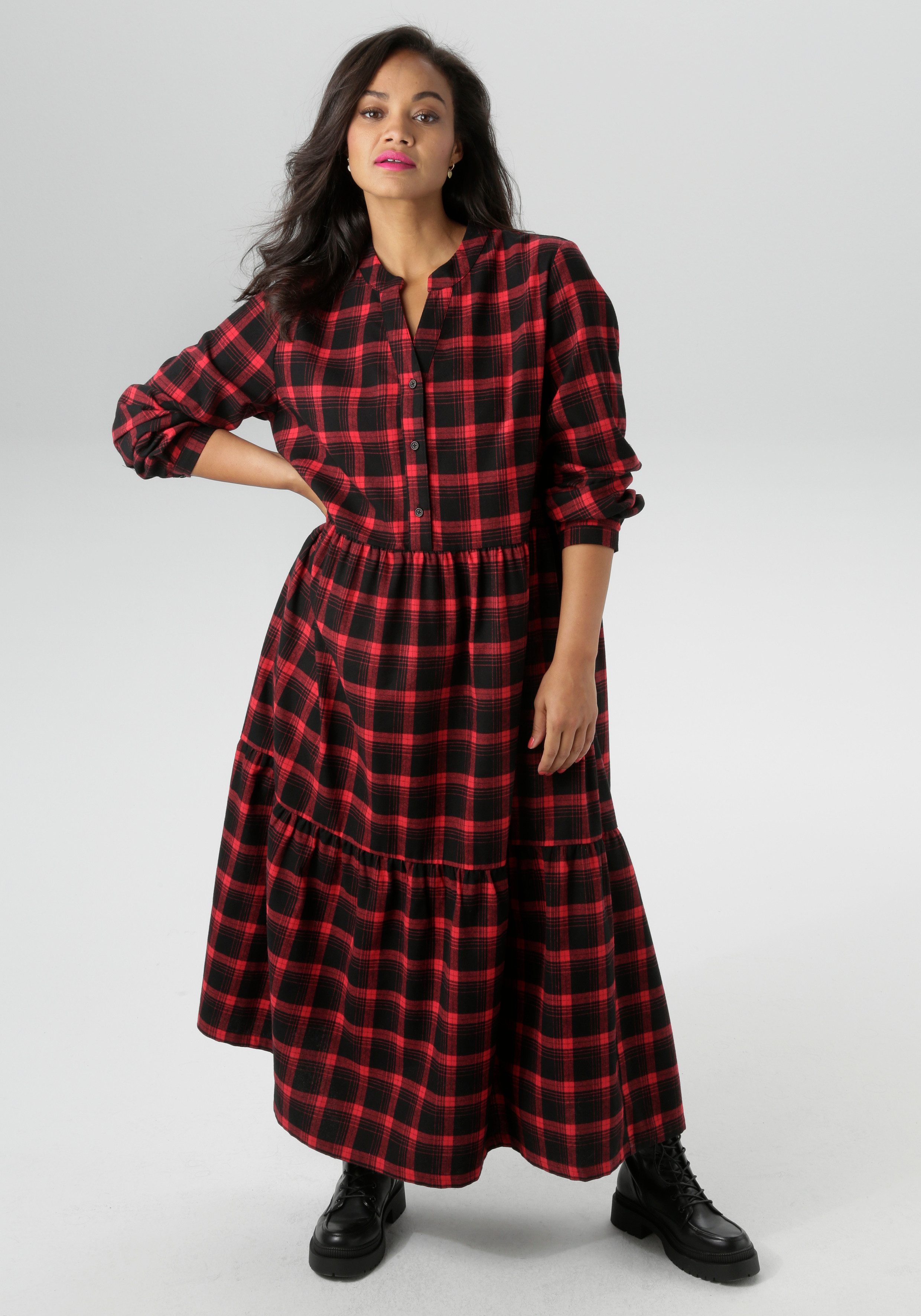 Aniston PLUS Karokleid aus weicher Flanell mit Karo - NEUE KOLLEKTION