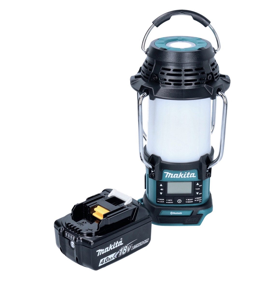 Makita DMR 056 M1 Akku Radio 18 V FM DAB+ mit Laterne 360° Taschenlampe IP65 Baustellenradio