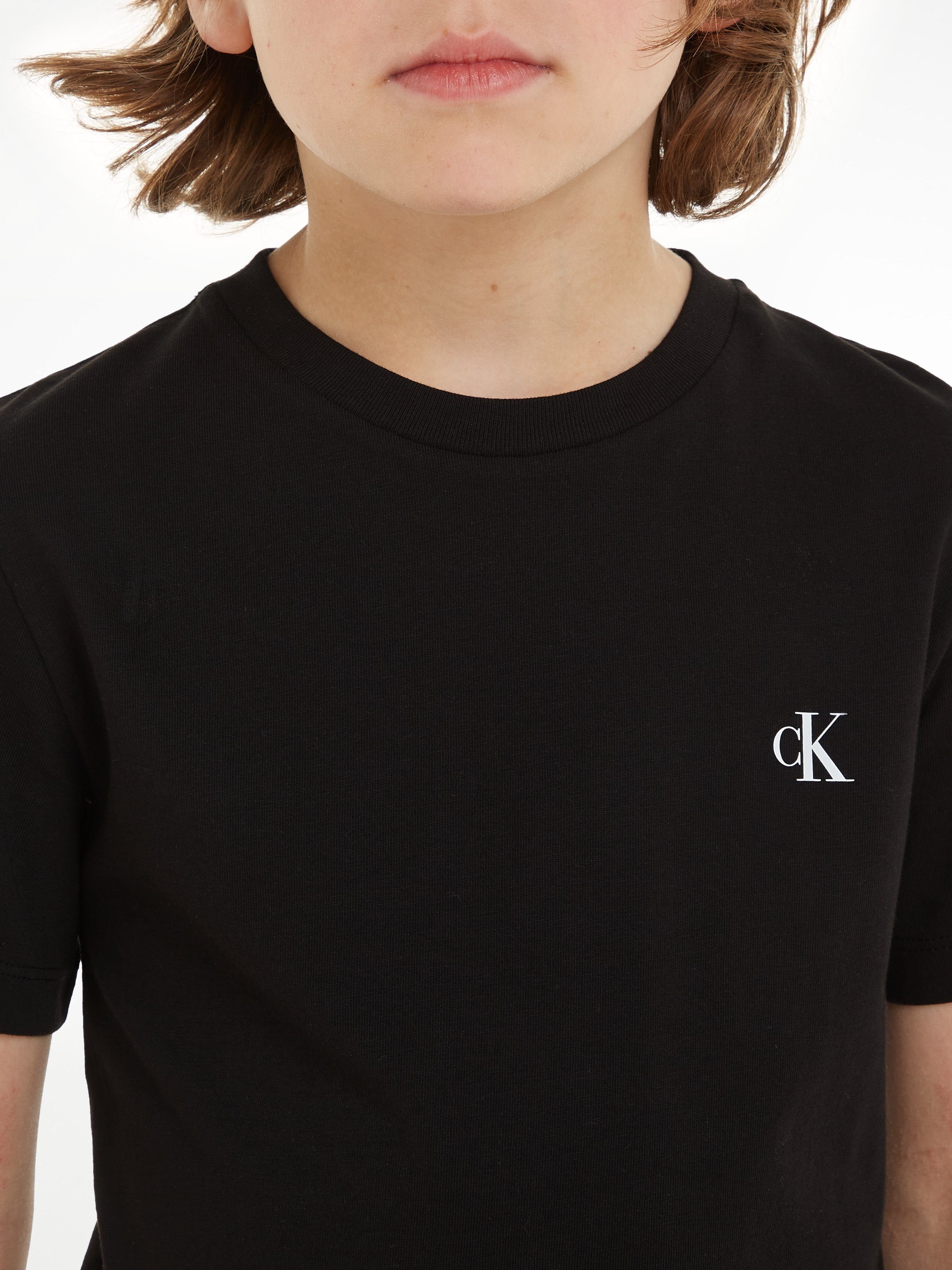Calvin Klein Jeans T-Shirt 2-PACK MONOGRAM Ck Keepsake Blue TOP / Black Logodruck mit