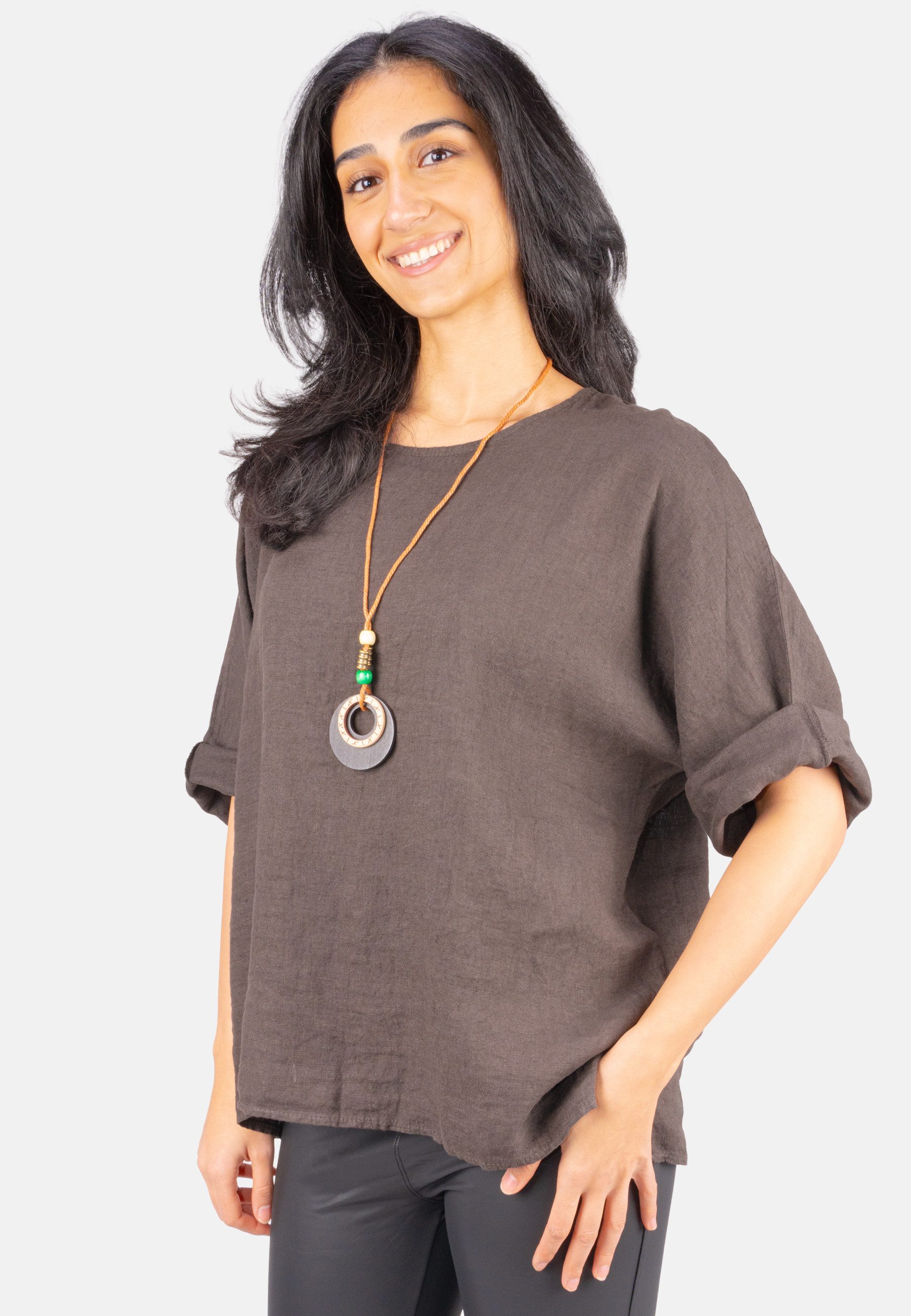 Seasons of April Kurzarmbluse LINA OVERSIZED (1-tlg) Weit geschnittene Leinenbluse – Bild 2 von 5