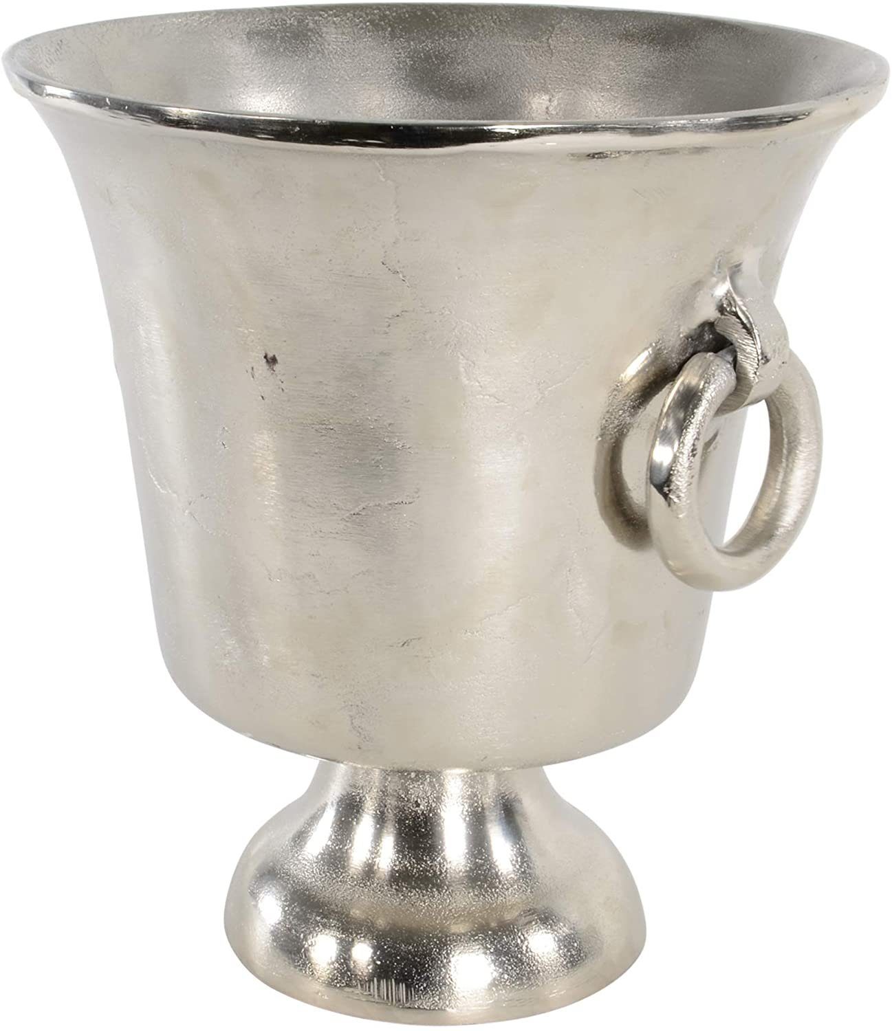 Weinkühler Weinkühler Brush poliertes Aluminium 25 x 27 cm vernickelt Silber