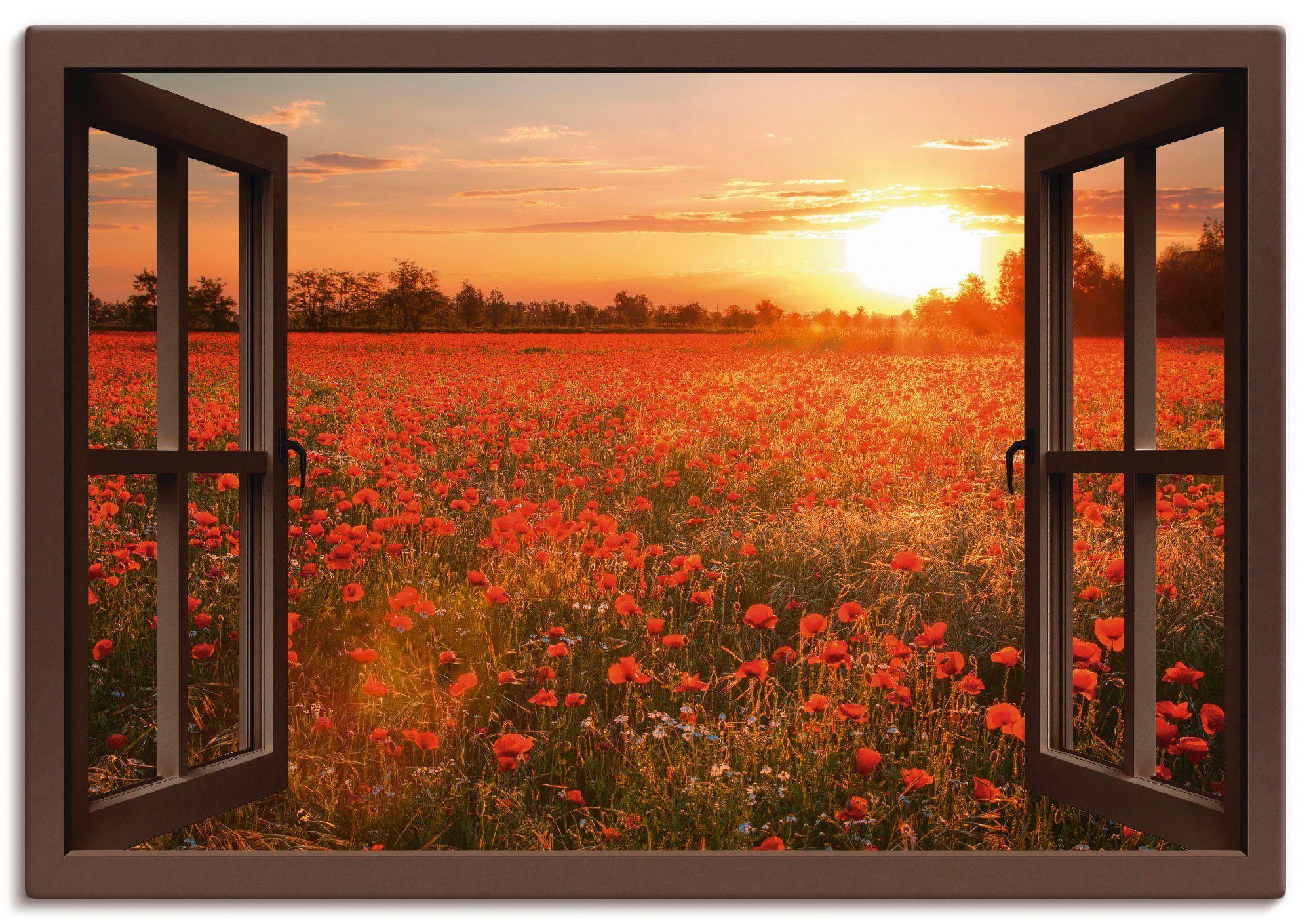 oder Blumen in Mohnblumenfeld, versch. Poster Alubild, Artland St), Leinwandbild, als (1 Fensterblick Wandaufkleber Größen Wandbild