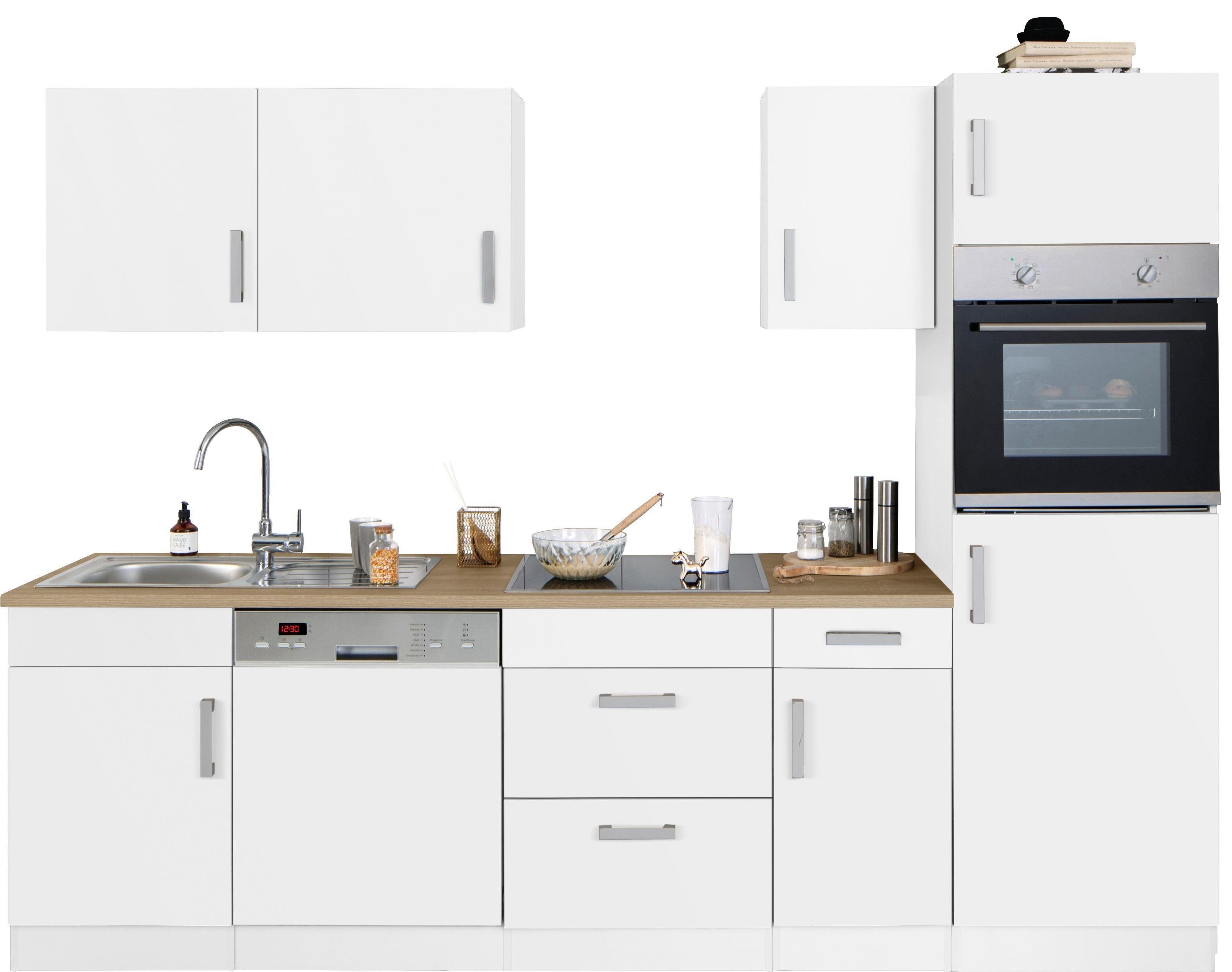HELD MÖBEL Küchenzeile Gera, mit E-Geräten, Breite 270 cm, Reversibler  Aufbau, wahlweise Anschlag der Tür links oder rechts