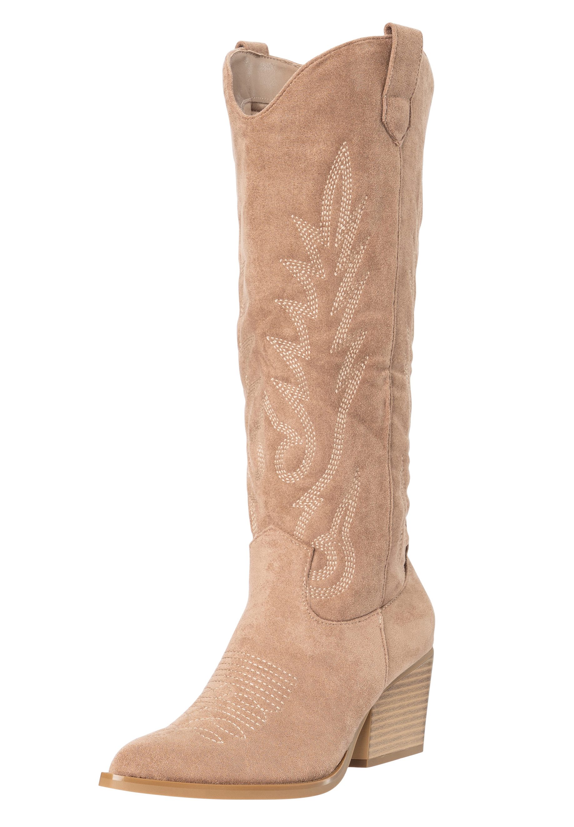 Day Vine Damen Cowboy Boots in Wildlederoptik – Westernstickerei Stiefel