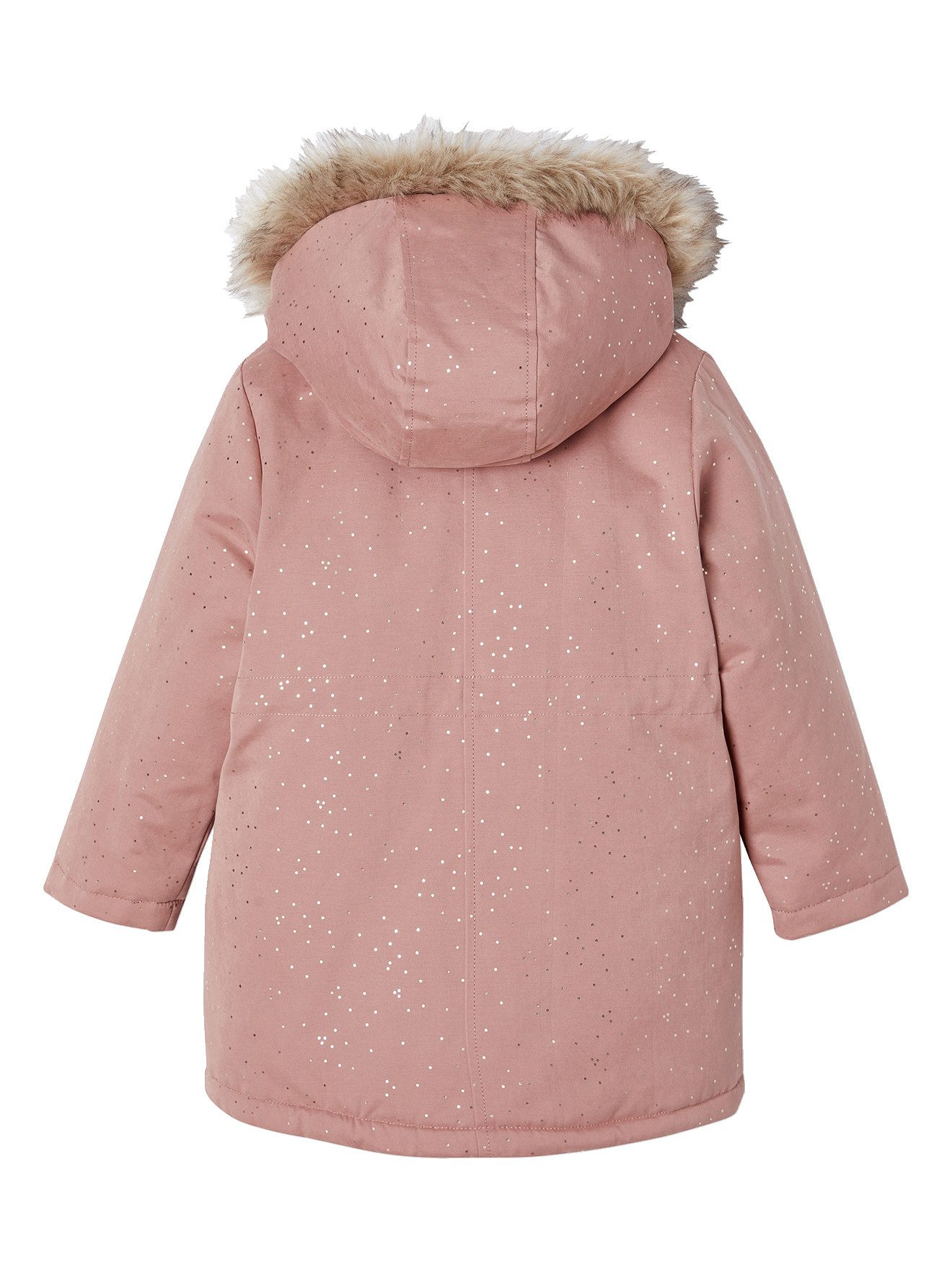 vertbaudet Parka Warme Mädchen Winterjacke mit Glitzer und Webpelz Recycling-Wattierung, Glitzer, beschreibbares Namensschild
