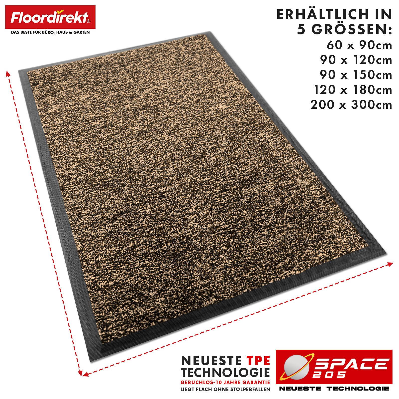 Floordirekt Fußmatte Space 205, Schmutzfangmatte hochabsorbierend - Matte Eingangsbereich, langlebig & rutschfest - Fußmatte innen/Schmutzfangmatte außen – Bild 2 von 5