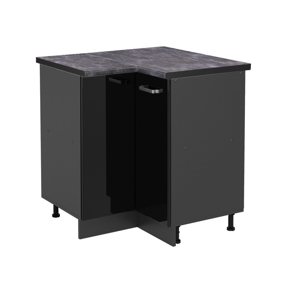 Vicco Eckunterschrank R-Line, Schwarz Hochglanz/Anthrazit, 75.6 günstig online kaufen