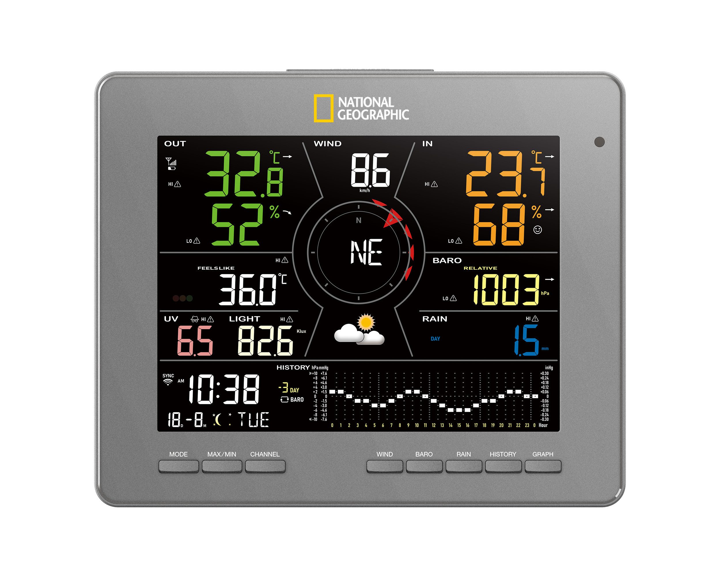 Wetterstation NATIONAL GEOGRAPHIC Smarte Tuya-Wetterstation mit 7-in-1-Sensor