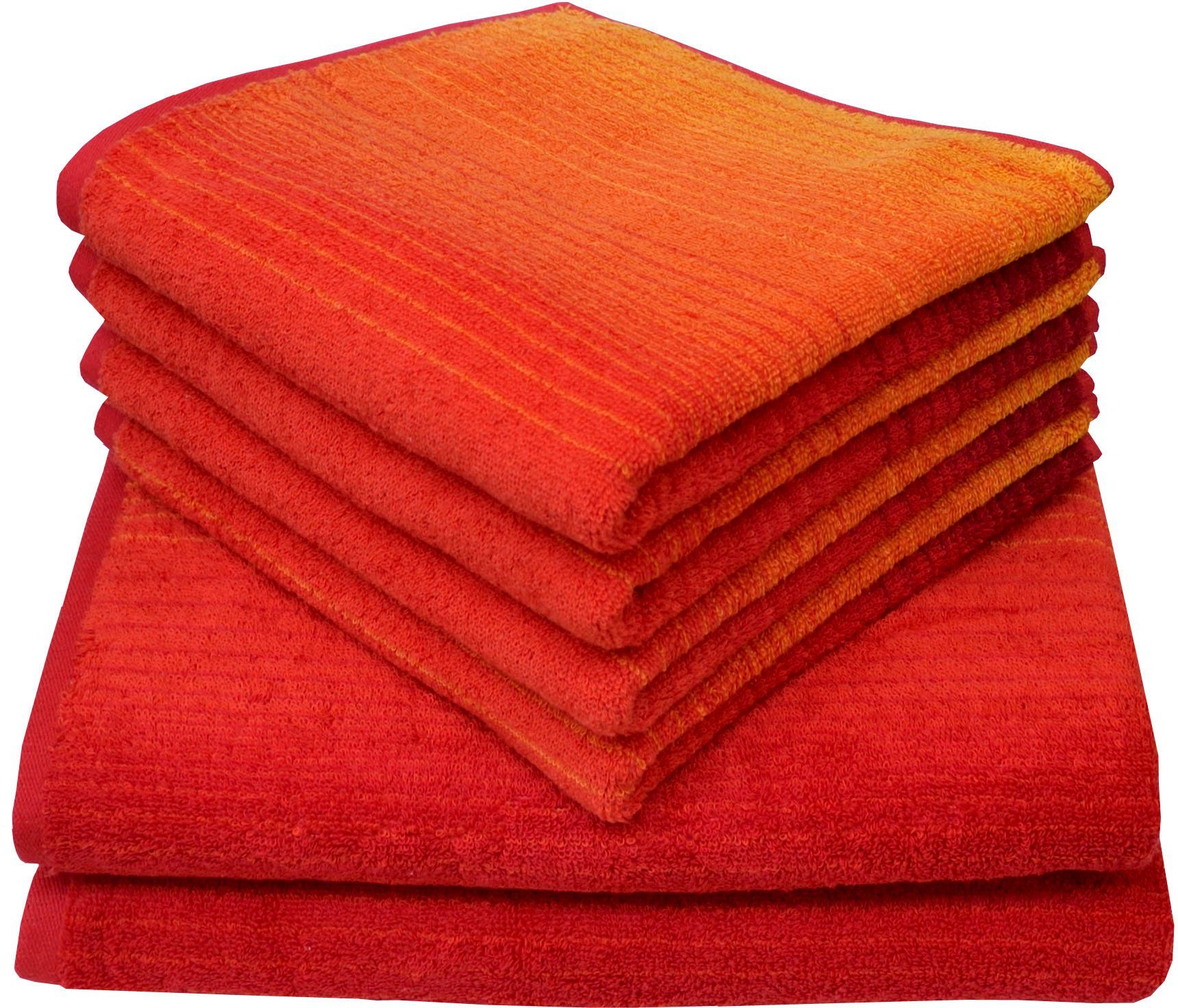 Dyckhoff Handtuch Set mit Farbverlauf, Walkfrottee (Set, 6-St), mit Farbverlauf;4 Handtücher (50x100cm), 2 Duschtücher (70x140cm)