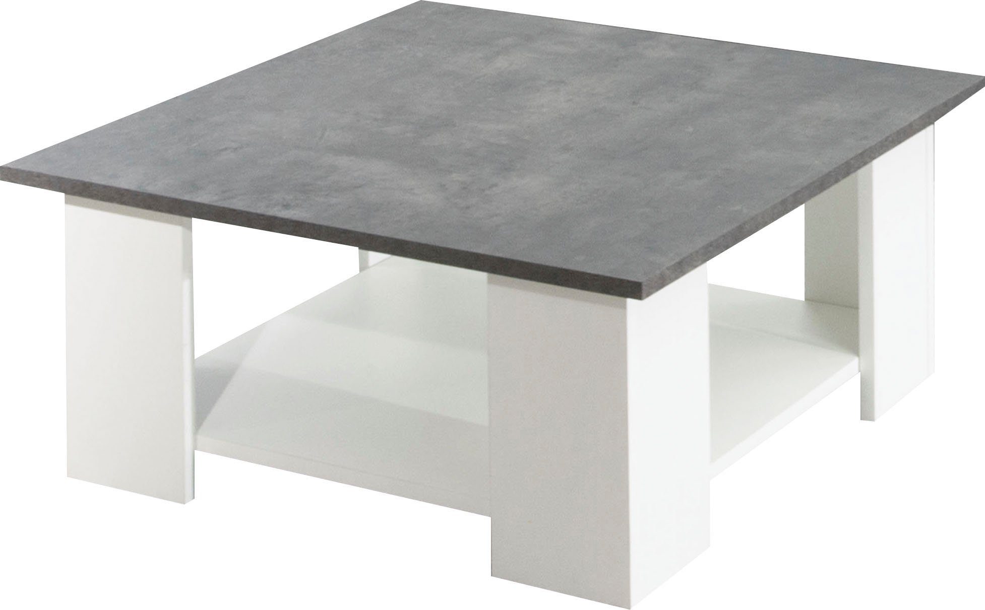 TemaHome Couchtisch SQUARE, quadratischer Couchtisch betonfarbig/weiss | betonfarbig