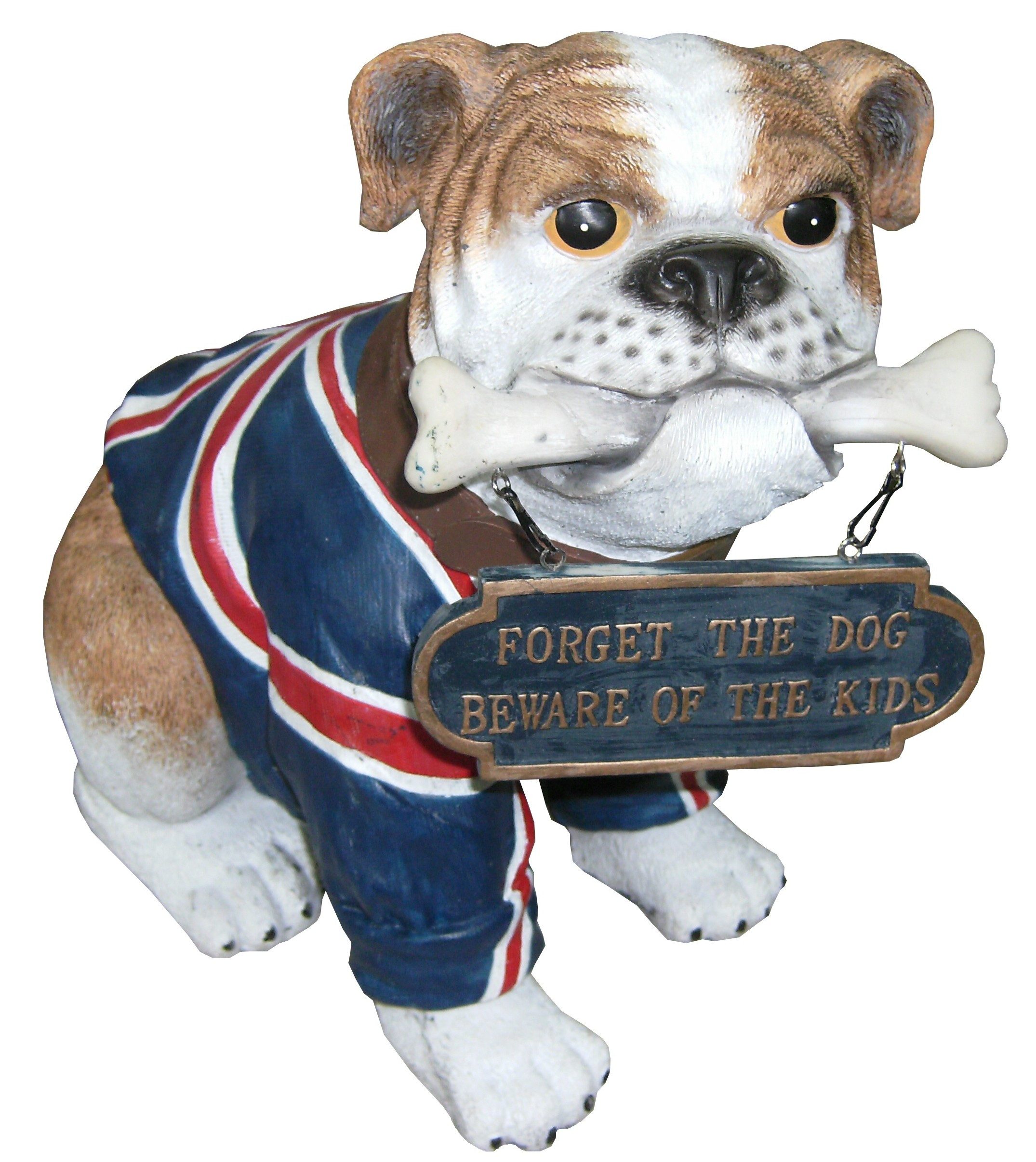 Walt-Deko Dekofigur Hund,englische Bulldogge mit Schild 37cm hoch Dekorationsfigur -