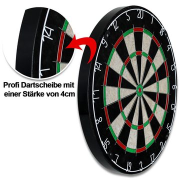 XQMAX Dartscheibe Dartset - Dartscheibe inkl. Pfeile, LED Surround Ring Rot, (Set), Dartboard Catchring Dart Auffangring Beleuchtung Steeldarts