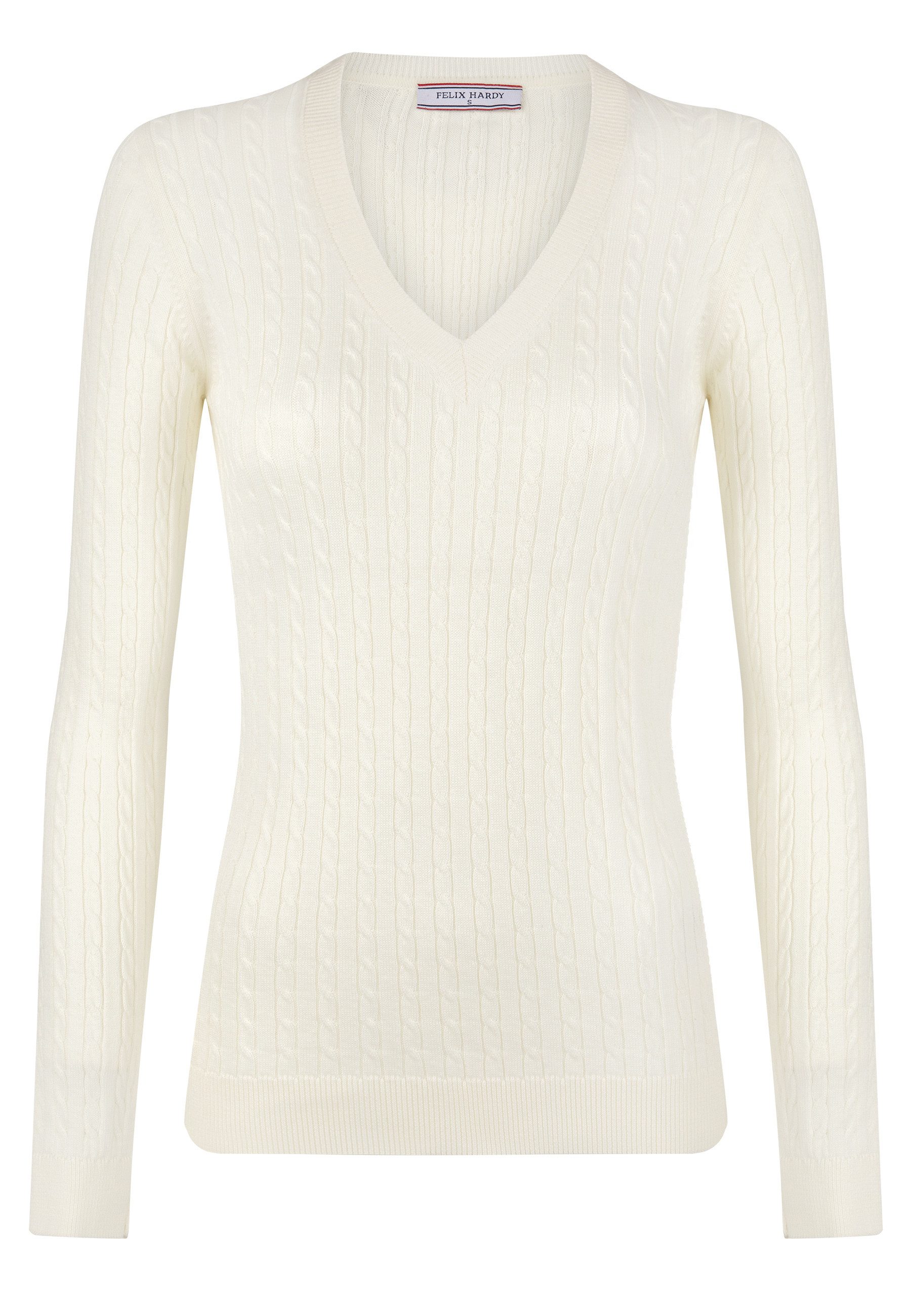 Felix Hardy V-Ausschnitt-Pullover Kabelstrick-Pullover mit V-Ausschnitt