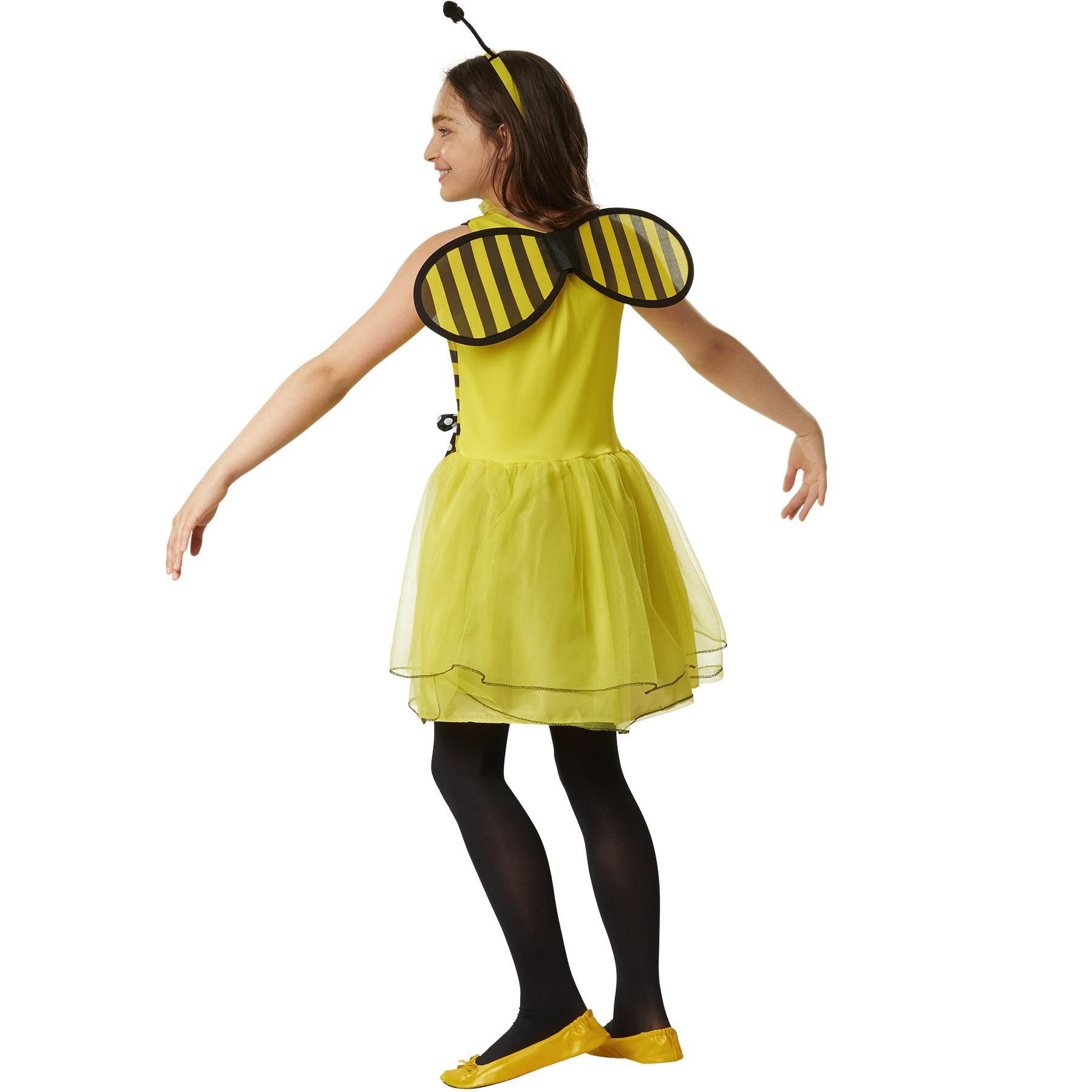 dressforfun Kostüm Kinderkostüm Kleine Biene Caroline, In Gelb und Schwarz gehaltenes Bienenkostüm