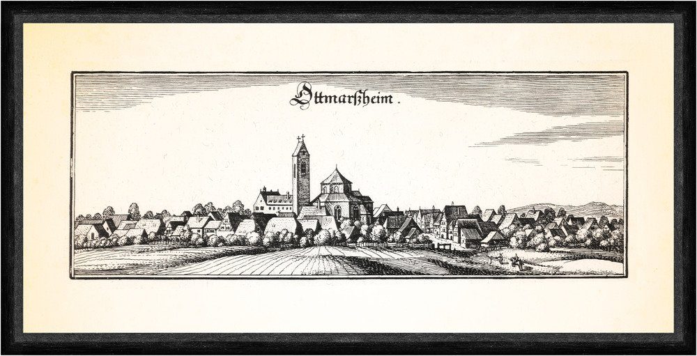 Kunstdruck Ottmarsheim Elsass Frankreich Rheinebene Abteikirche Faks_Merian 0731, (1 St)