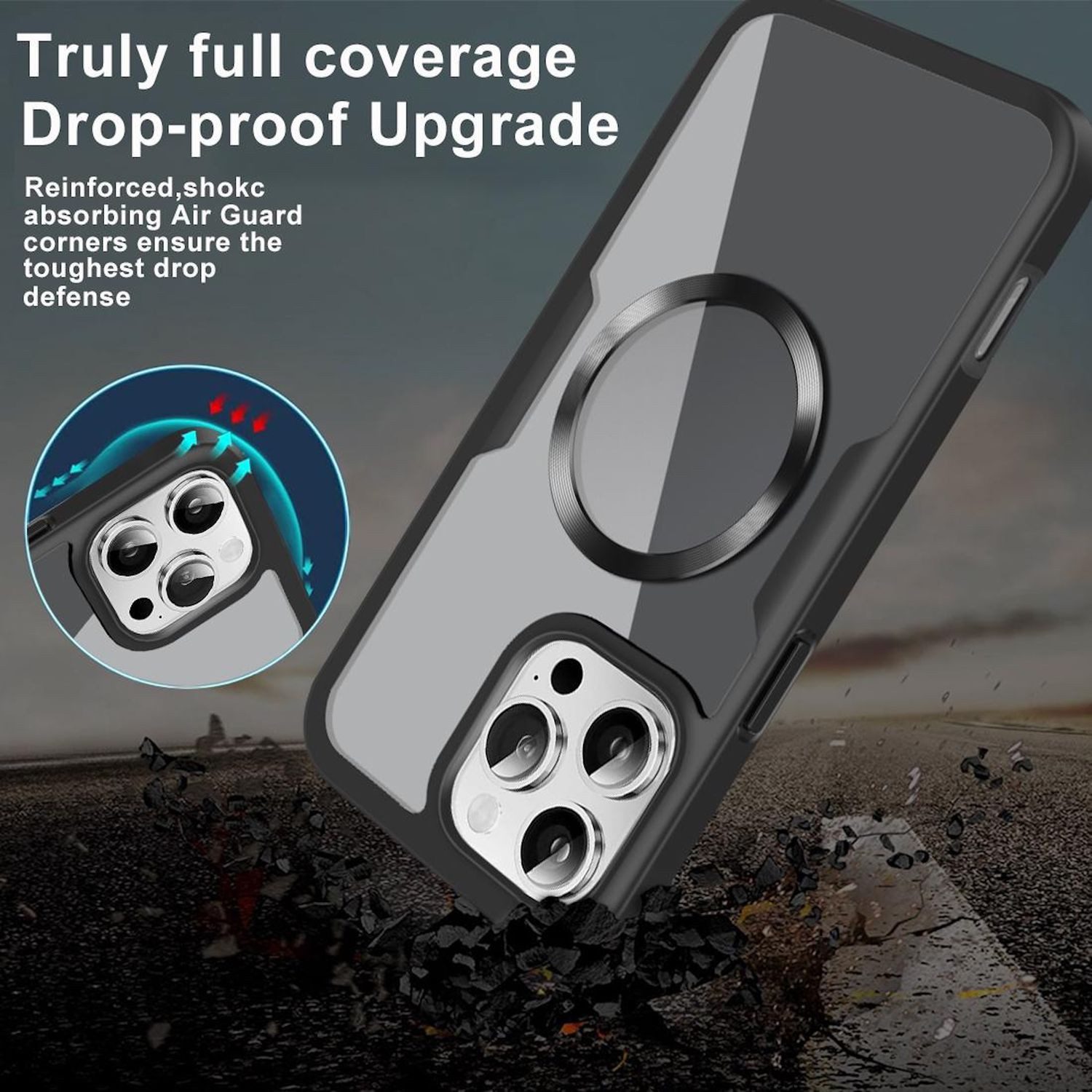 Wigento Handyhülle Für Apple iPhone 17 Pro Max MagSafe Full Body Acryl TPU Hülle Blau, MagSafe 360 Grad Schutz Schutz Hülle – Bild 2 von 5