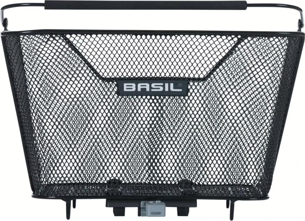 Basil Fahrradkorb Basil Lesto MIK Hinterradkorb - Stahl, engmaschig, schwarz, mit MIK-Ad