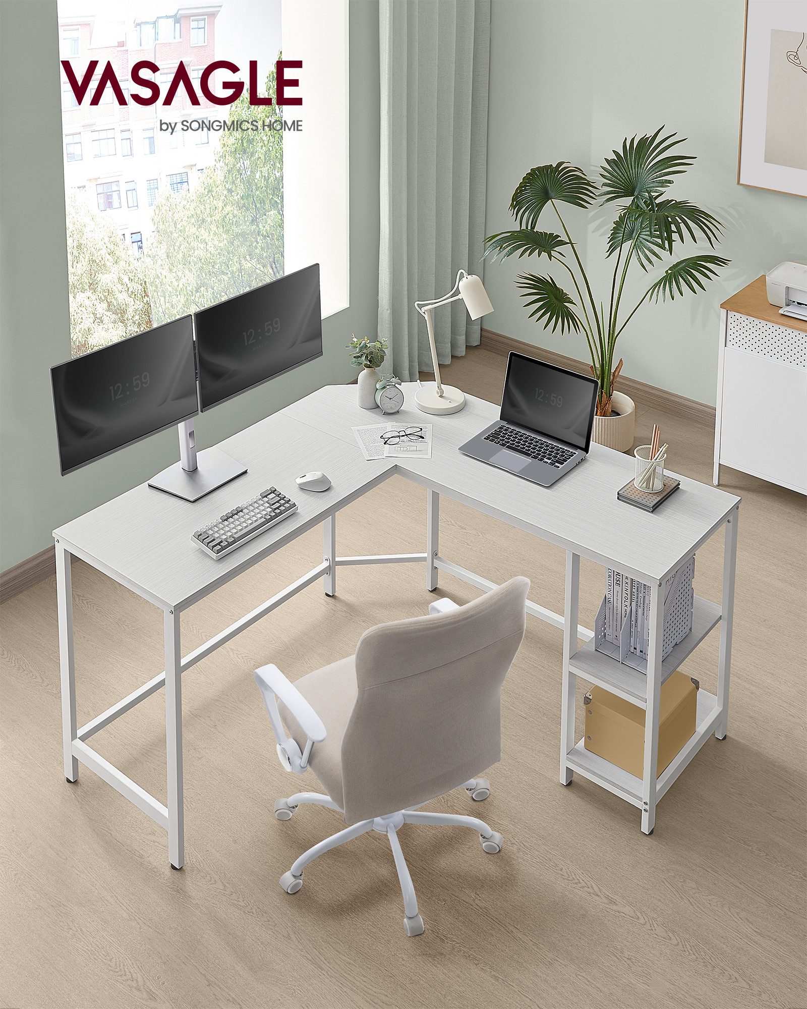 VASAGLE Schreibtisch Computertisch, 130/138 cm, L-förm günstig online kaufen