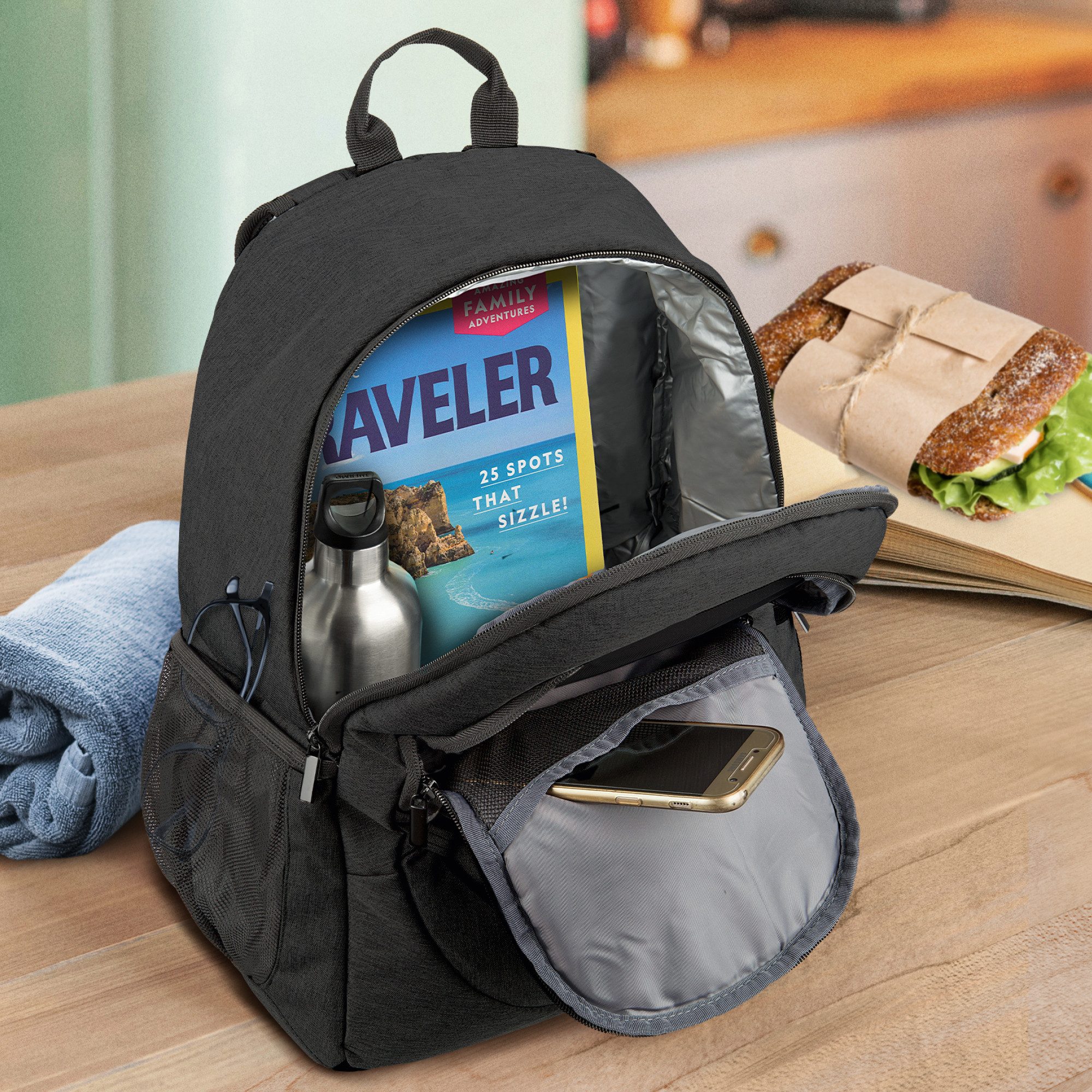 bomoe Kühltasche Kühlrucksack 25L IceBreezer, Anthrazit, Outdoor Rucksack mit 16h Kühlfunktion – Bild 4 von 5