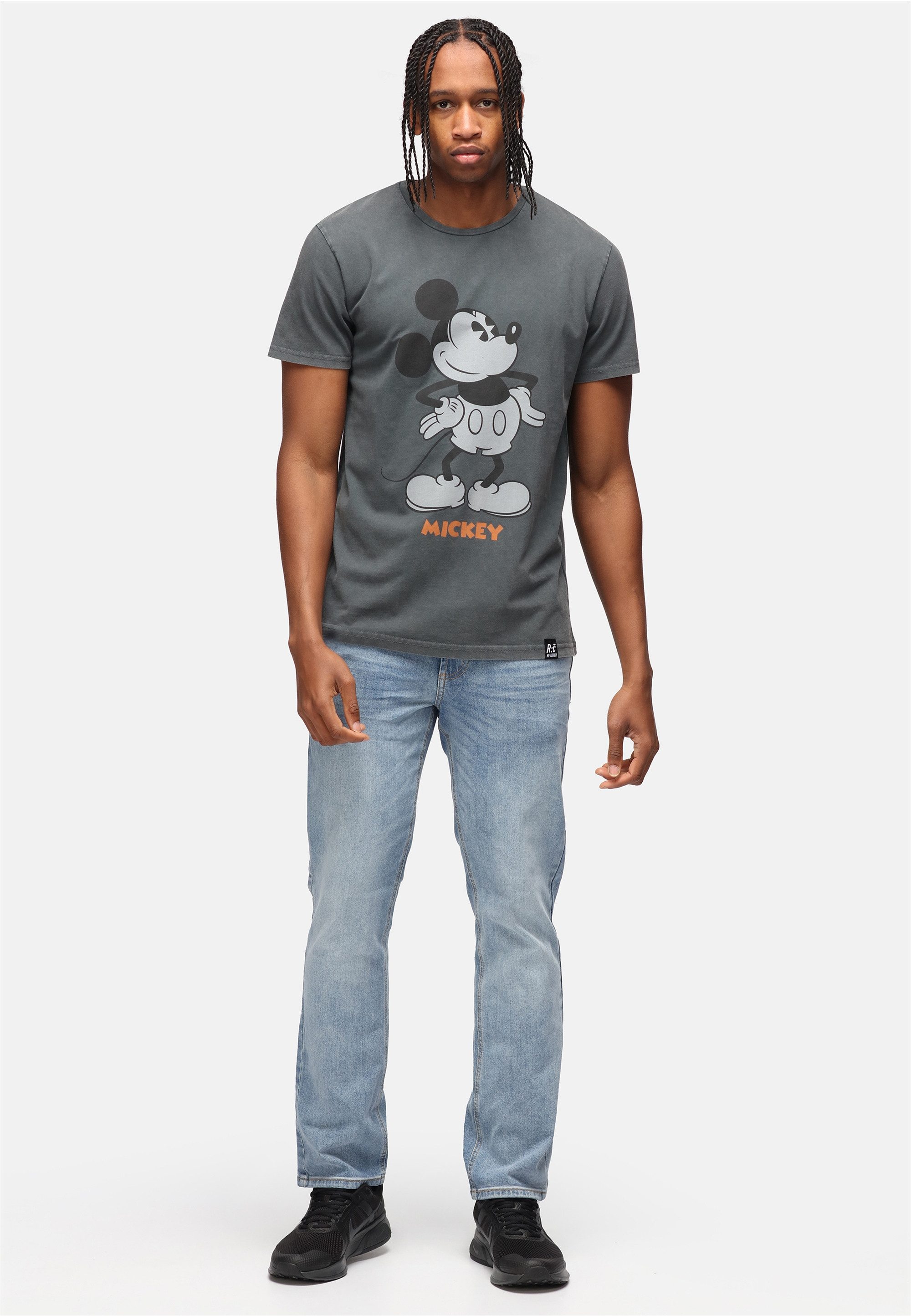 Recovered T-Shirt Disney Mickey Mouse Vintage Hand On Hips Washed (1-tlg) im angesagten Vintage-Stil