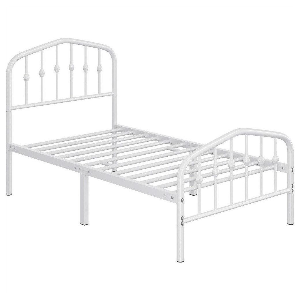 Yaheetech Metallbett 90-160cm (B), Bettrahmen Vintage Bettgestell mit kronenförmigem Kopfteil