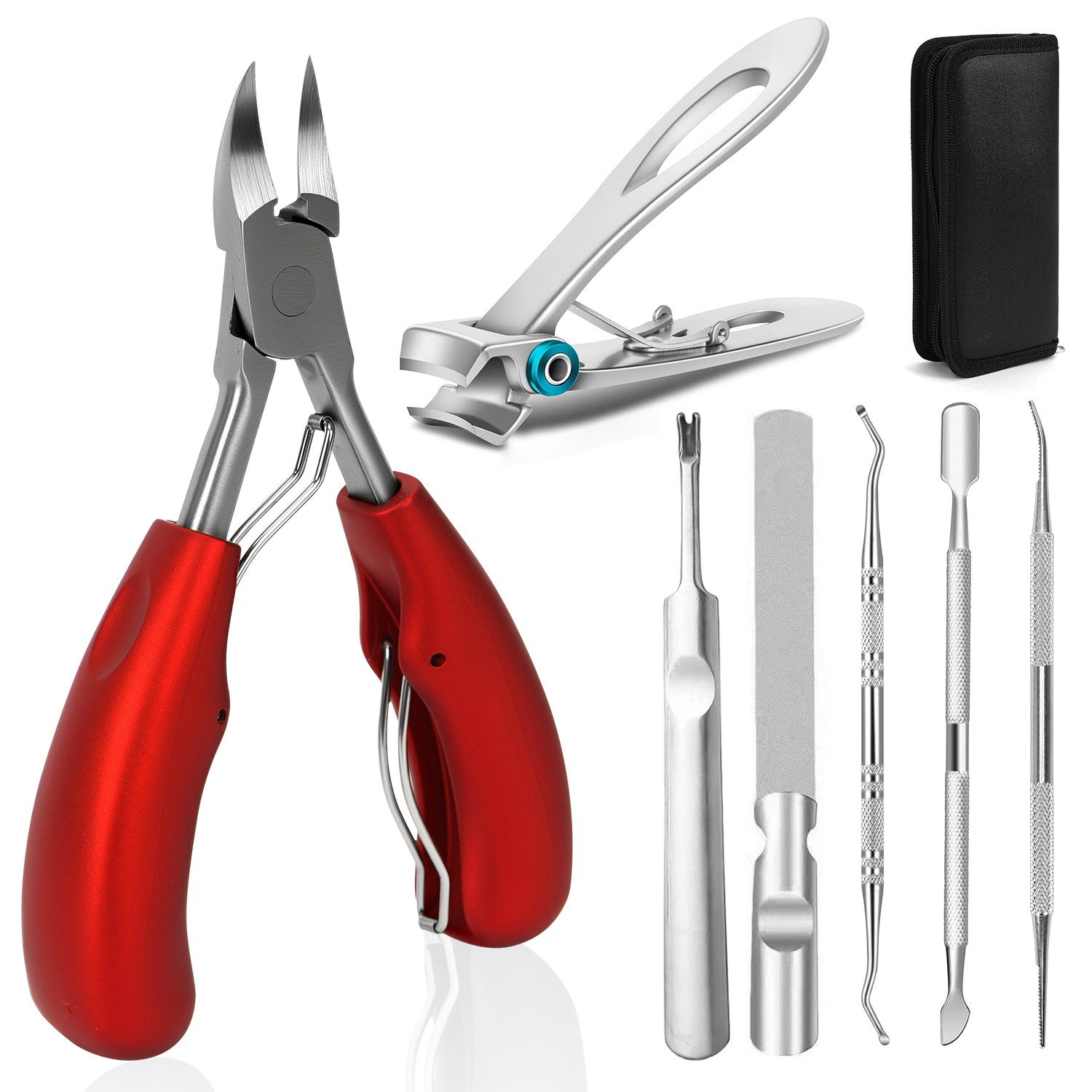 OSTWOLKE Maniküre-Pediküre-Set 7-teiliges Nagelschere Set, Edelstahl Maniküre Nagelknipser, für Dicke & Eingewachsene Fußnägel
