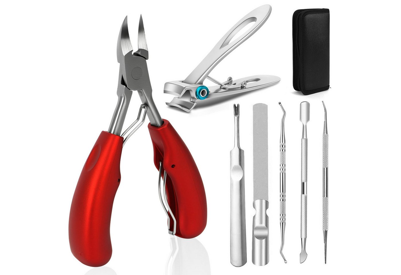 OSTWOLKE Maniküre-Pediküre-Set 7-teiliges Nagelschere Set, Edelstahl Maniküre Nagelknipser, für Dicke & Eingewachsene Fußnägel