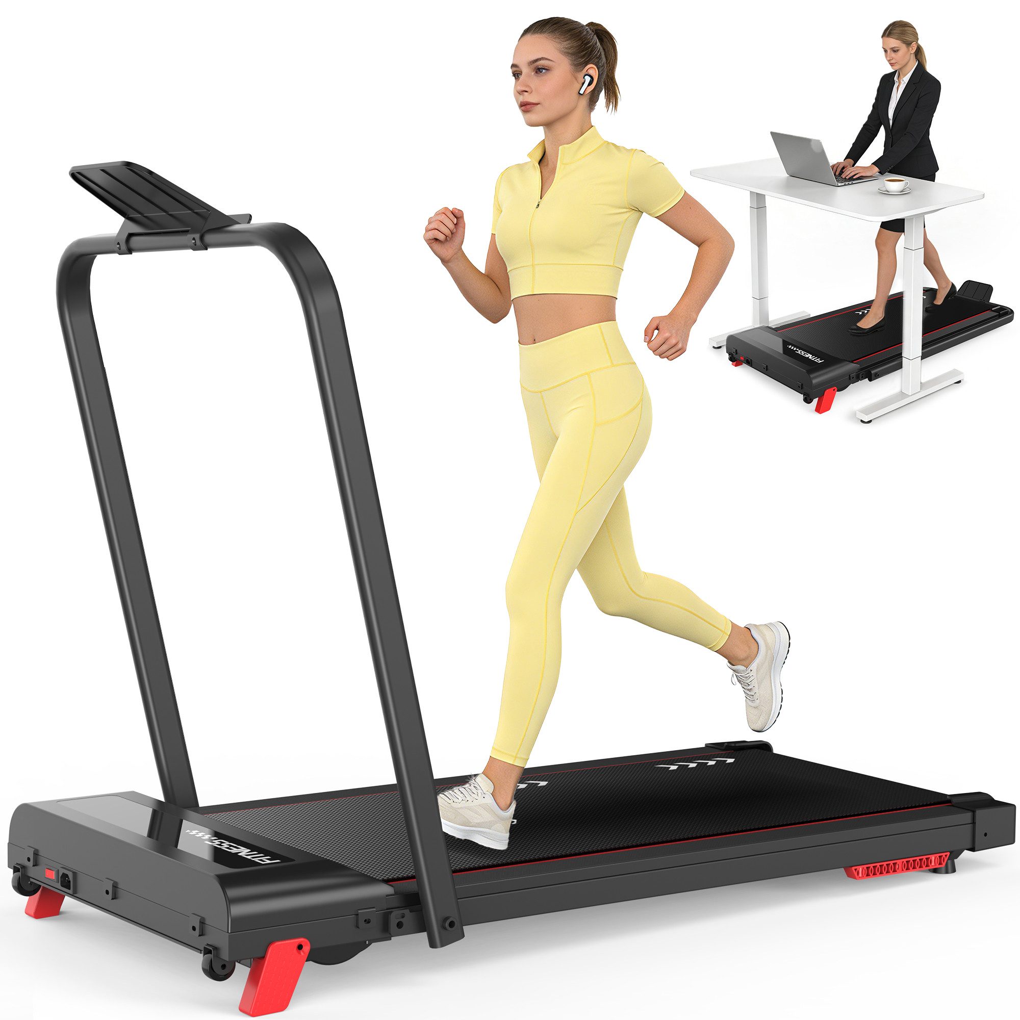 Laufband Klappbar, Walking Pad 1–10 km/h, 2,5 PS, 4% Neigung, bis 100 kg