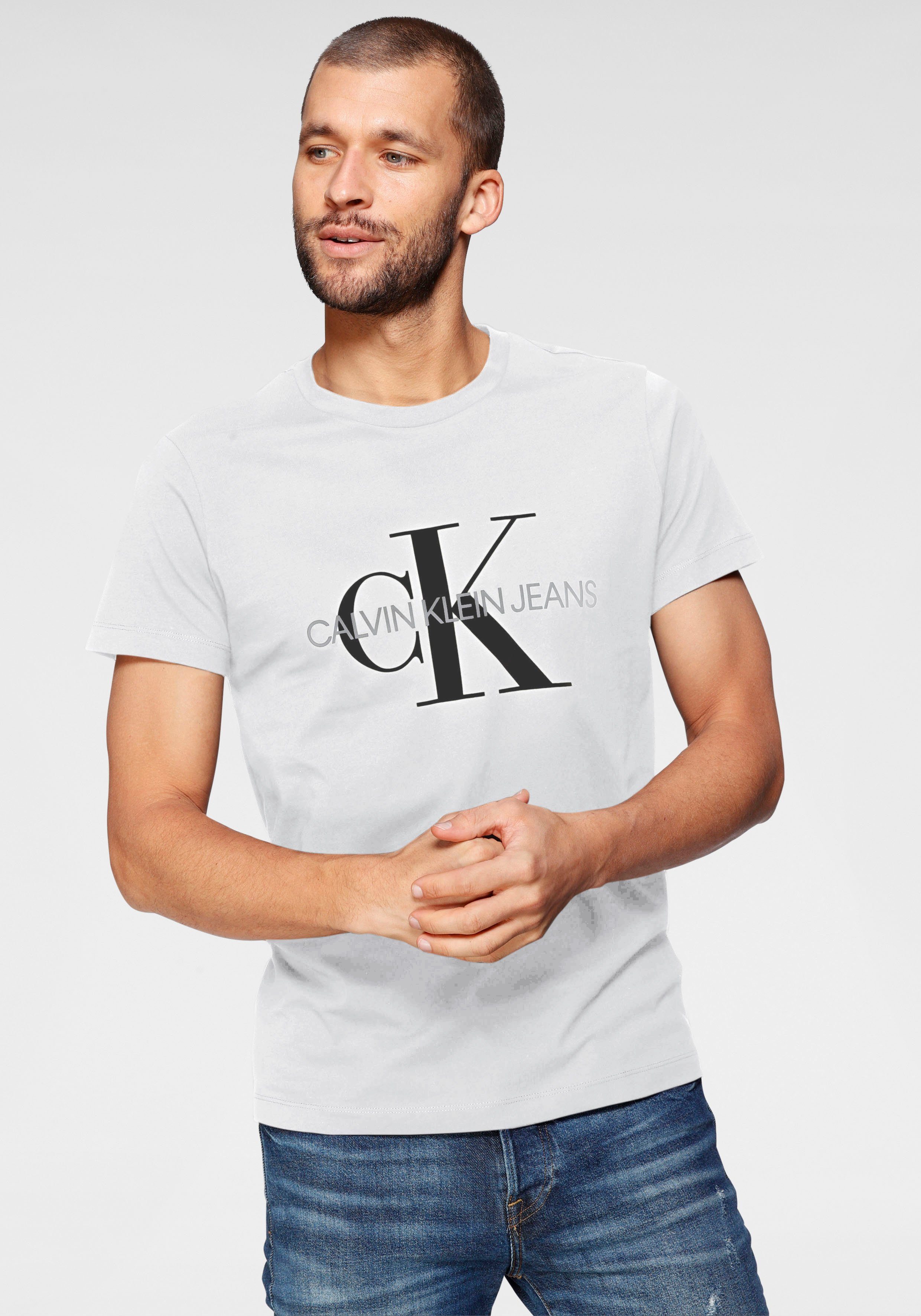 Jeans Bright ICONIC MONOGRAM Klein TEE Calvin SLIM White T-Shirt