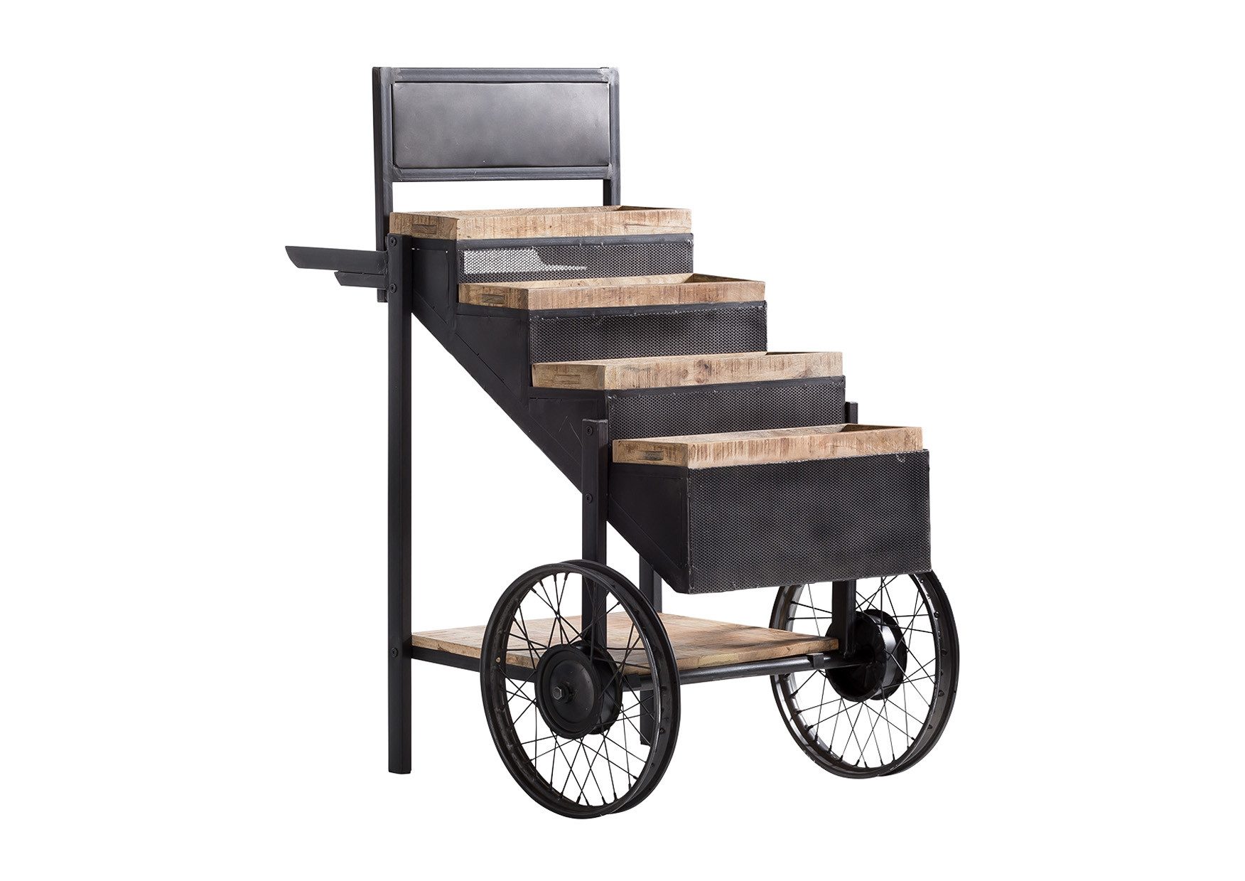 More2Home Regalwagen Deko-Regal MARKTSTAND, Holz / Metall, 4 Etagen
