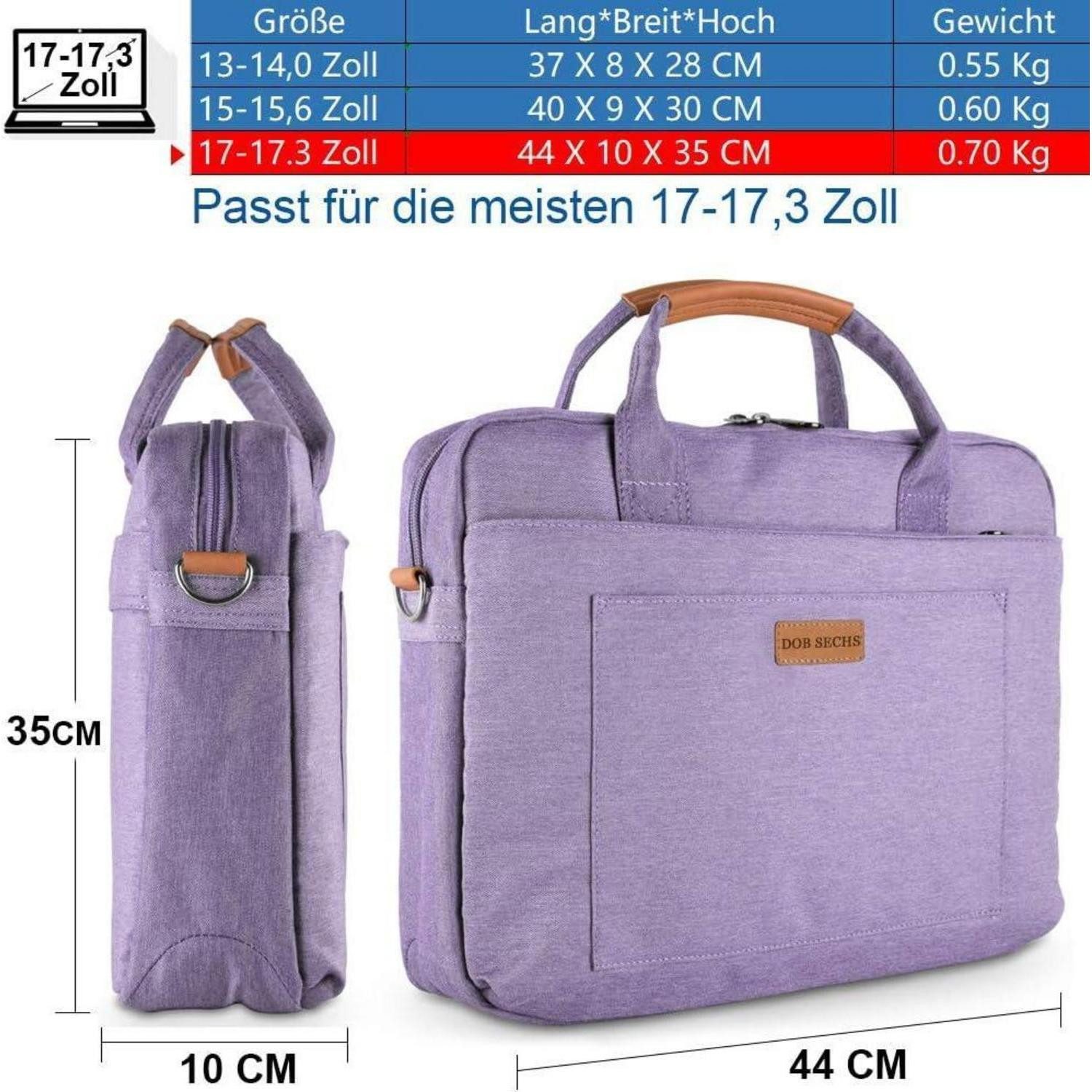 LuxusKollektion Laptoptasche Laptoptasche 17.3 Zoll violett Aktentasche Schultertasche Damen Herren