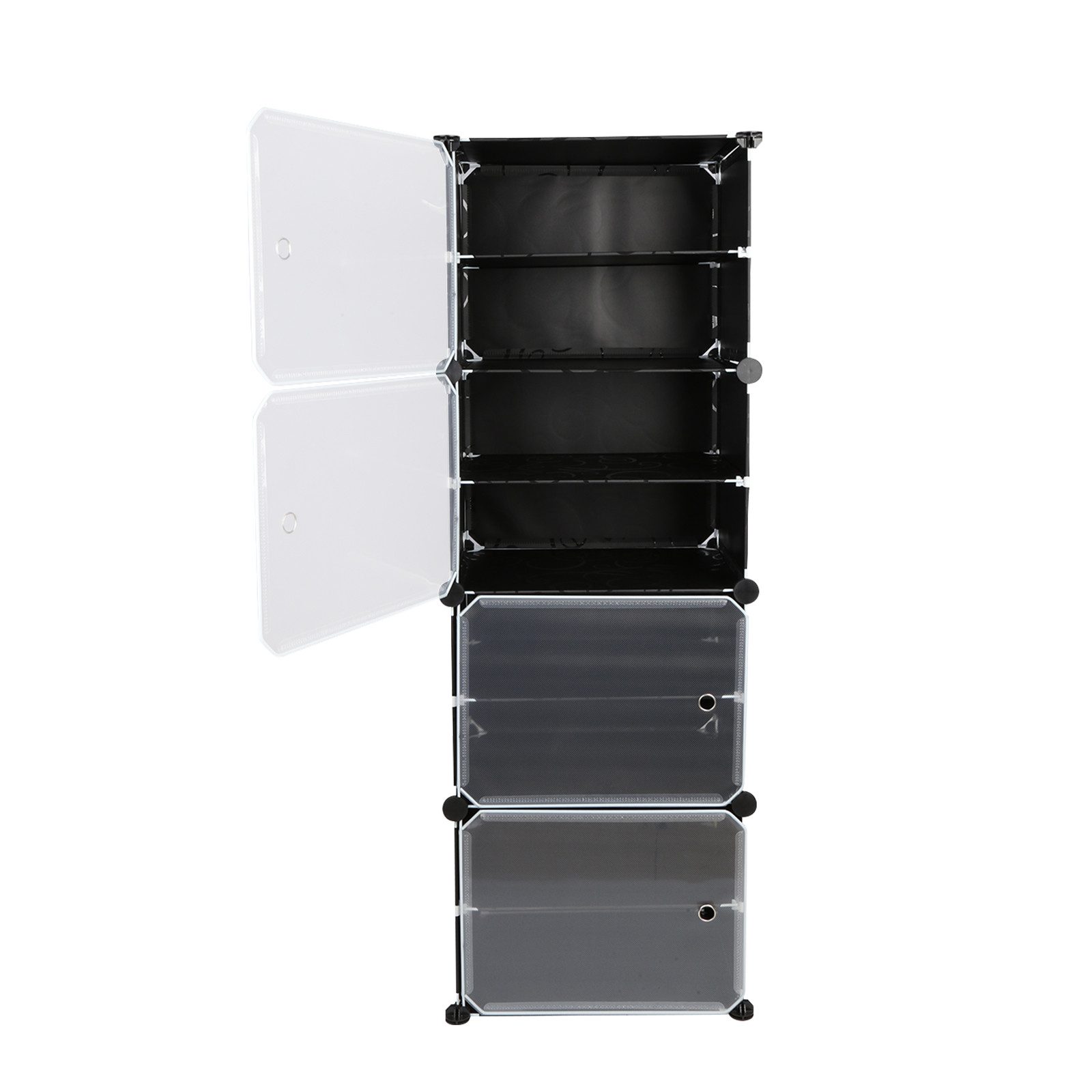 JEOBEST Schuhregal Schuhschrank mit 4/8 Fächern Steckregal Schuh-Organizer, Schuhregale aus Kunststoff mit durchsichtig Türen, DIY-Regal