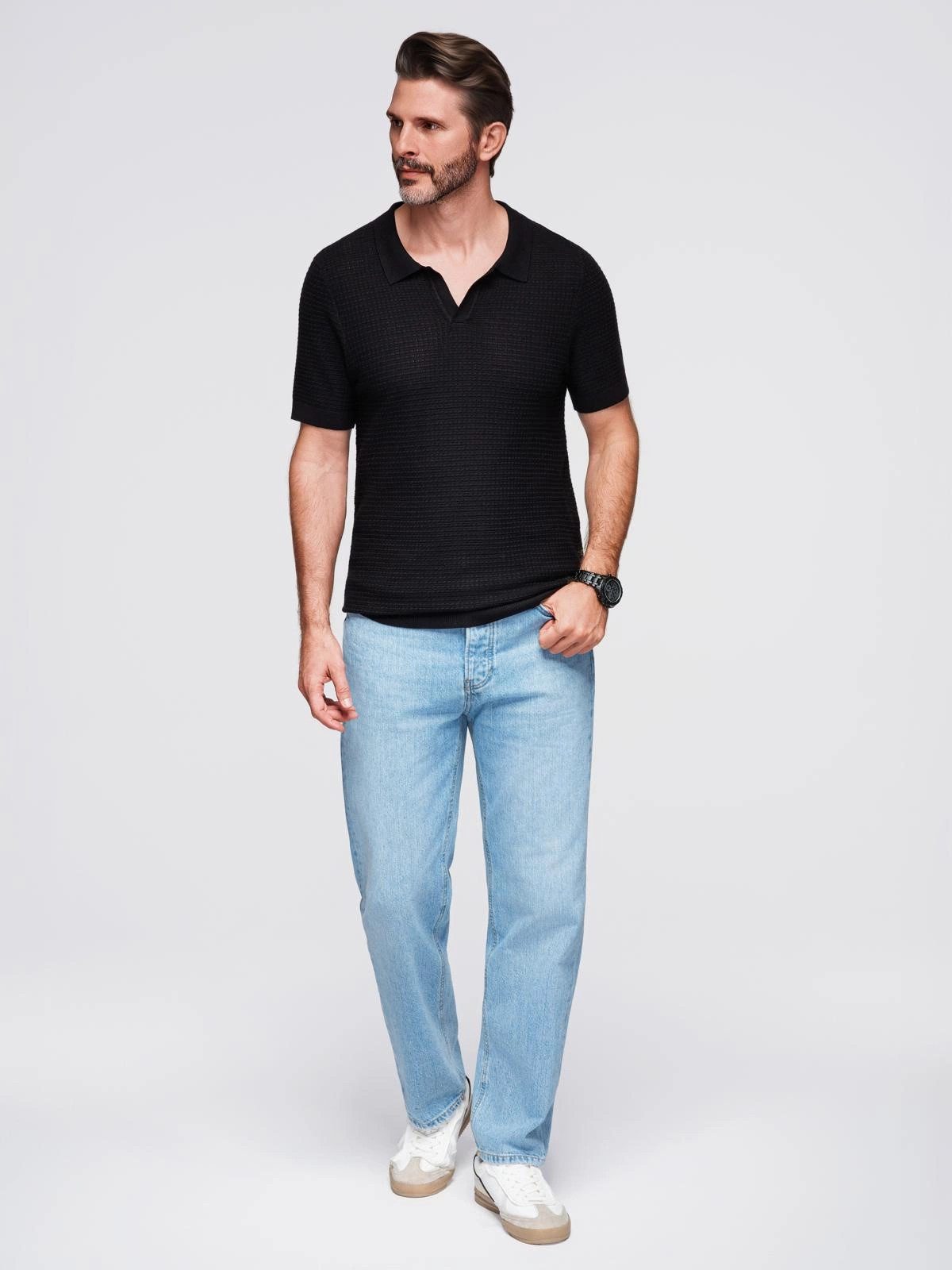 OMBRE Poloshirt Gestricktes Poloshirt für Herren ohne Knöpfe