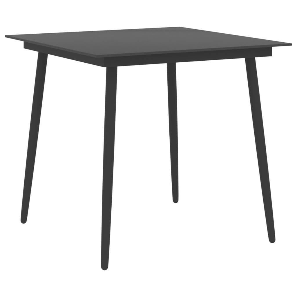 furnicato Gartentisch Garten-Esstisch Schwarz 80x80x74 cm Stahl und Glas | Tische