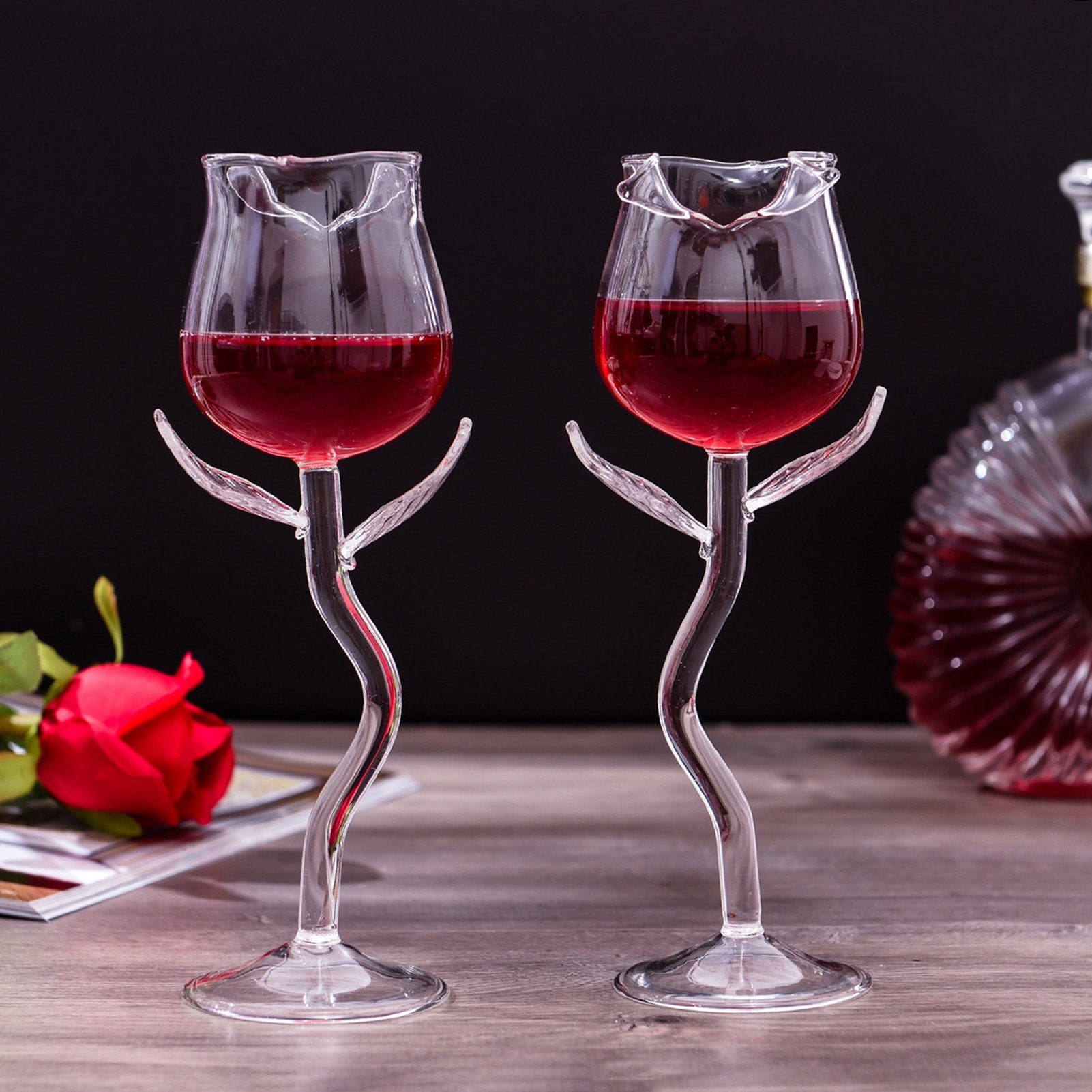 Fallfestigkeit -Goblet Rosenform transparent für Weinglas -Tasse Popubear Rotweinglas Zuhause,