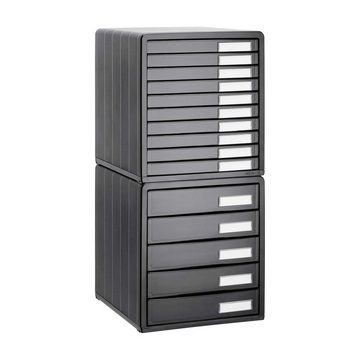 ROTHO Schubladenbox Timeless Schubladenbox / Bürobox mit 10 Schüben, Kunststoff (PS), mit zehn beschriftbaren Schüben in DIN A4