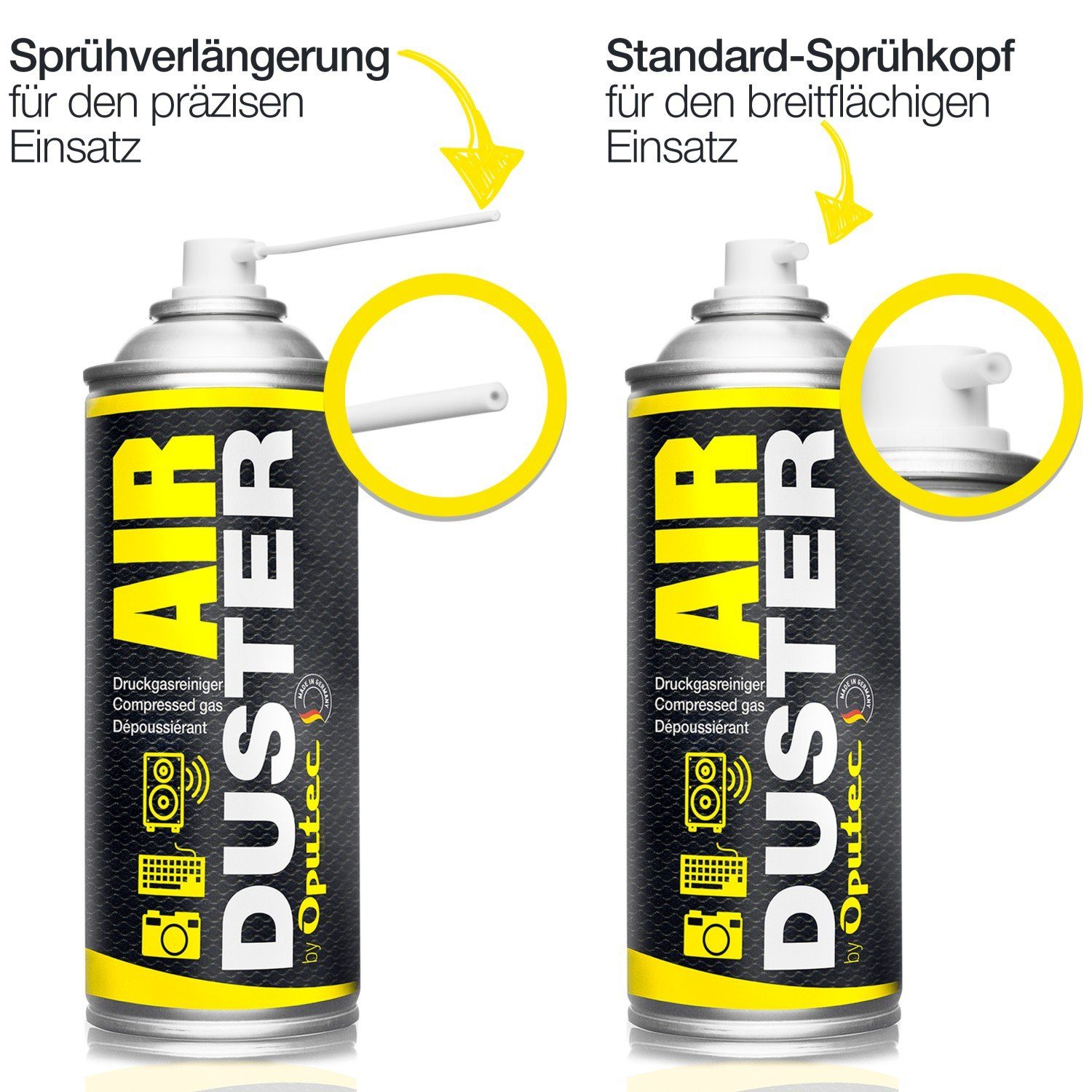 Oputec 6 x 400ml Druckluftspray Air Duster Druckgasreiniger Tastatur Reiniger Druckluftreiniger (Spar-Set)